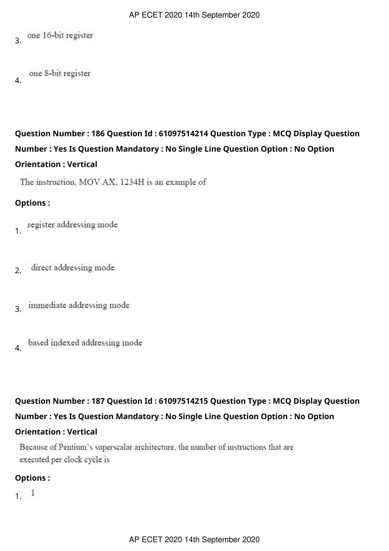 AP ECET 2020 - Electronics and Communication (Preview) Question Paper With Preliminary Keys - Page 99
