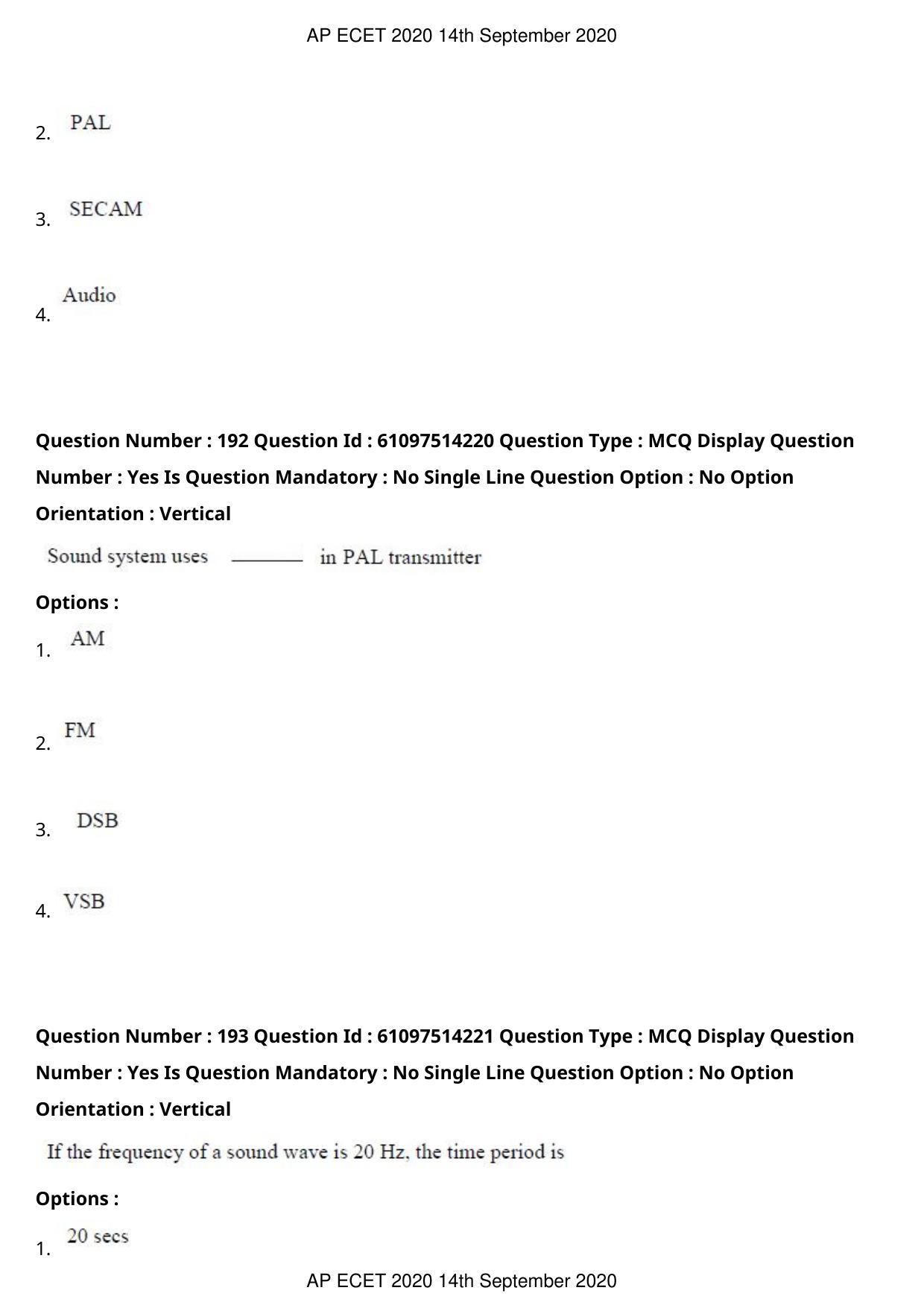 AP ECET 2020 - Electronics and Communication (Preview) Question Paper With Preliminary Keys - Page 102