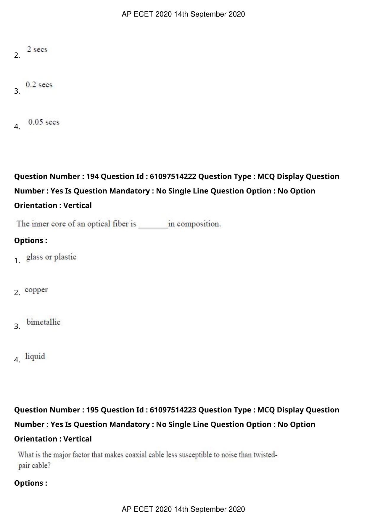 AP ECET 2020 - Electronics and Communication (Preview) Question Paper With Preliminary Keys - Page 103