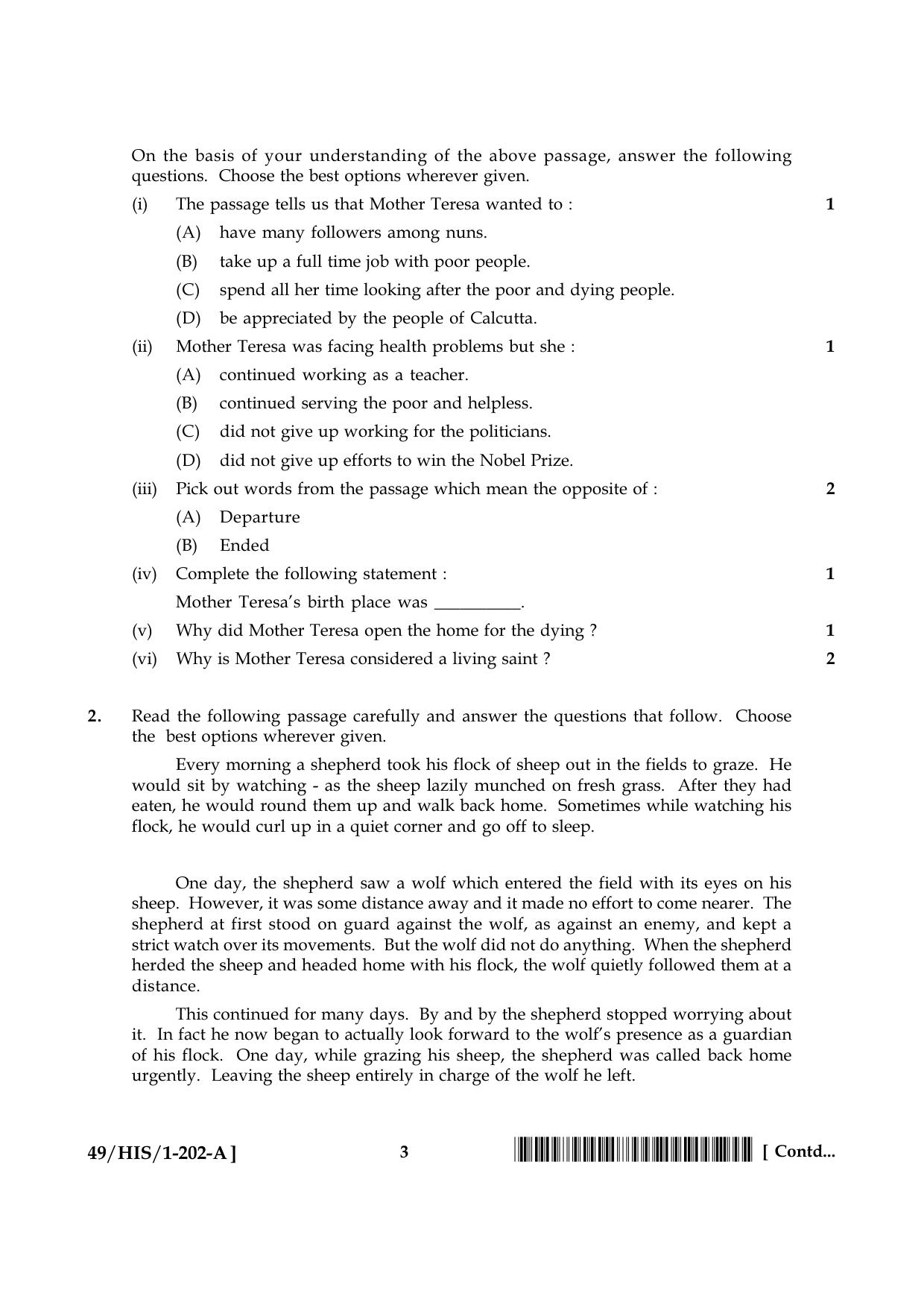 NIOS October 2014 Class 10 English Question Paper - Page 3