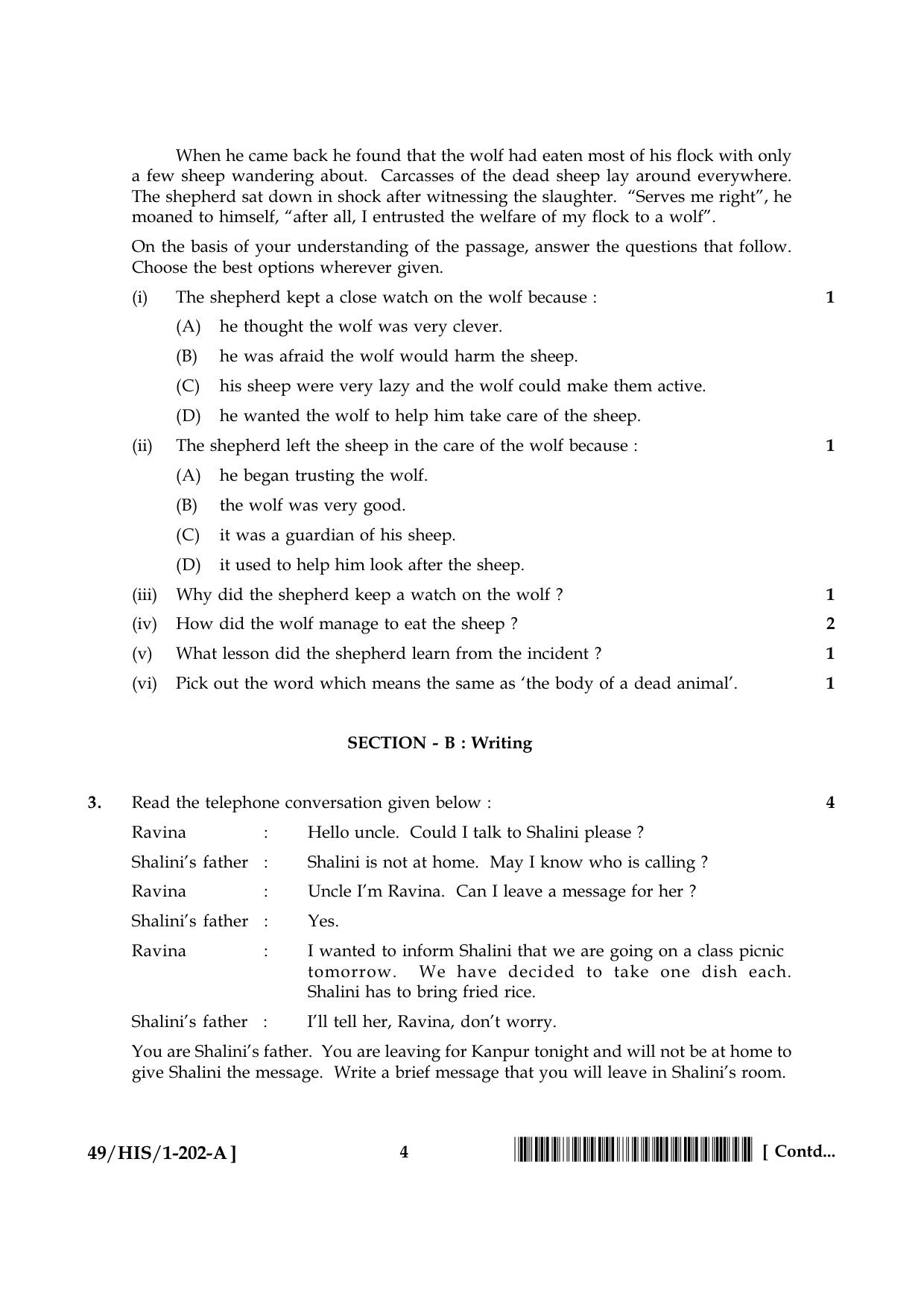 NIOS October 2014 Class 10 English Question Paper - Page 4