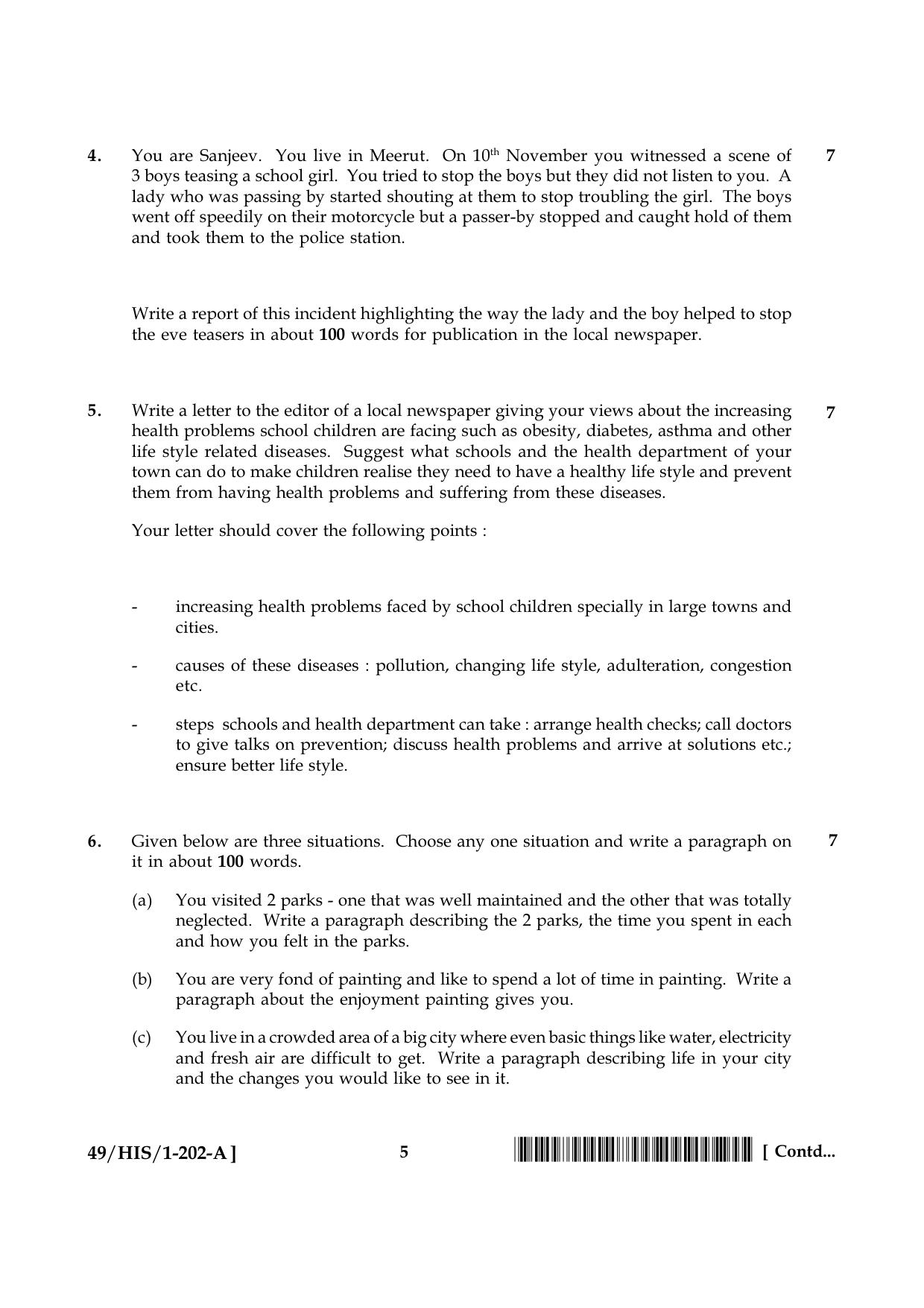 NIOS October 2014 Class 10 English Question Paper - Page 5