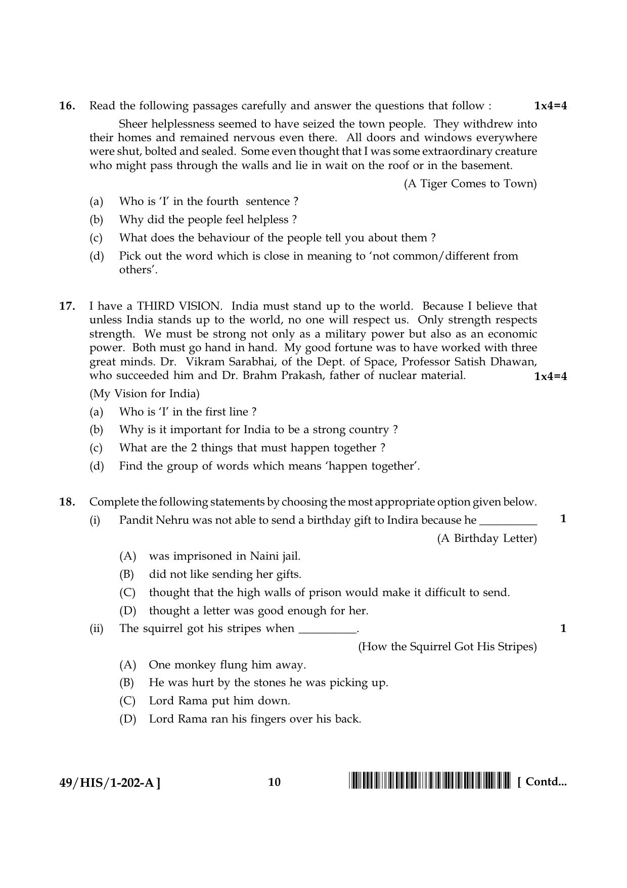 NIOS October 2014 Class 10 English Question Paper - Page 10