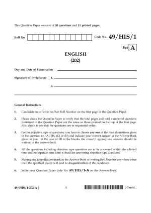 NIOS October 2014 Class 10 English Question Paper