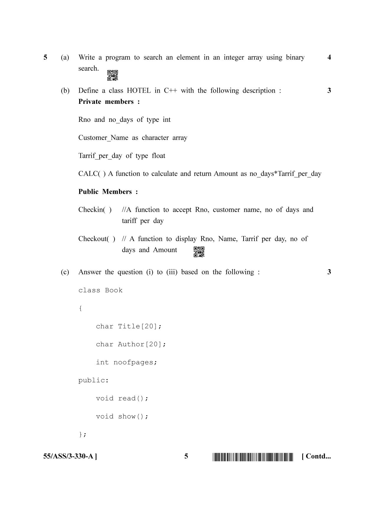 NIOS October 2017 Class 12 Computer Science Question Paper - Page 5