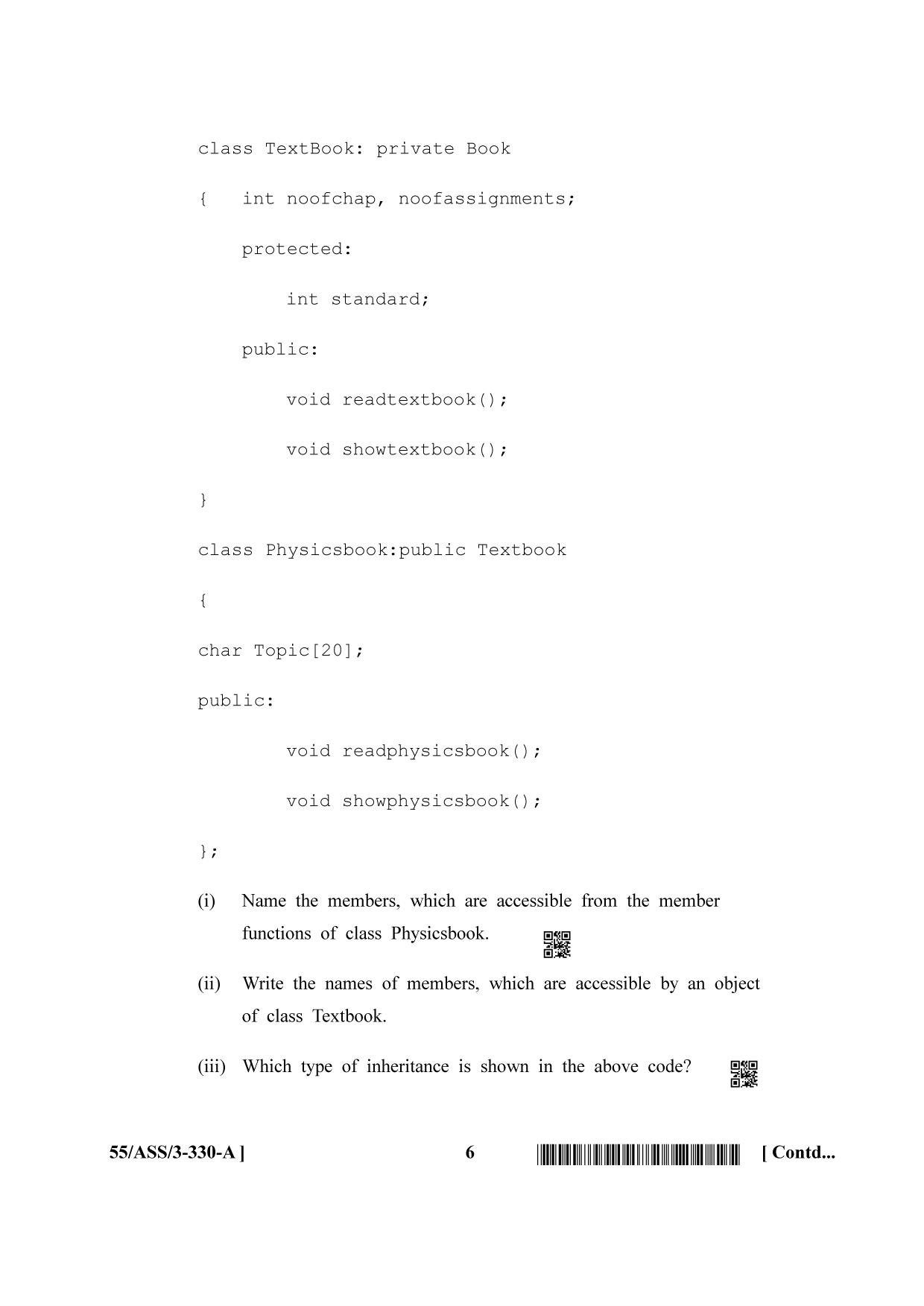 NIOS October 2017 Class 12 Computer Science Question Paper - Page 6