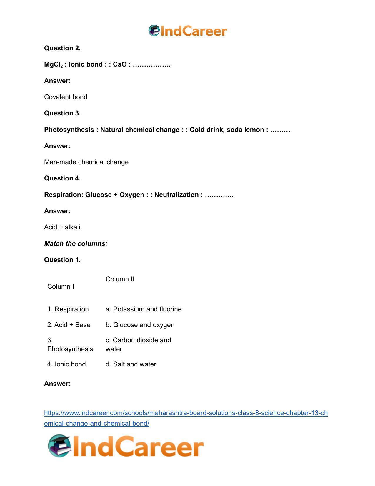 Maharashtra Board Solutions Class 8-Science: Chapter 13- Chemical Change and Chemical Bond - Page 18