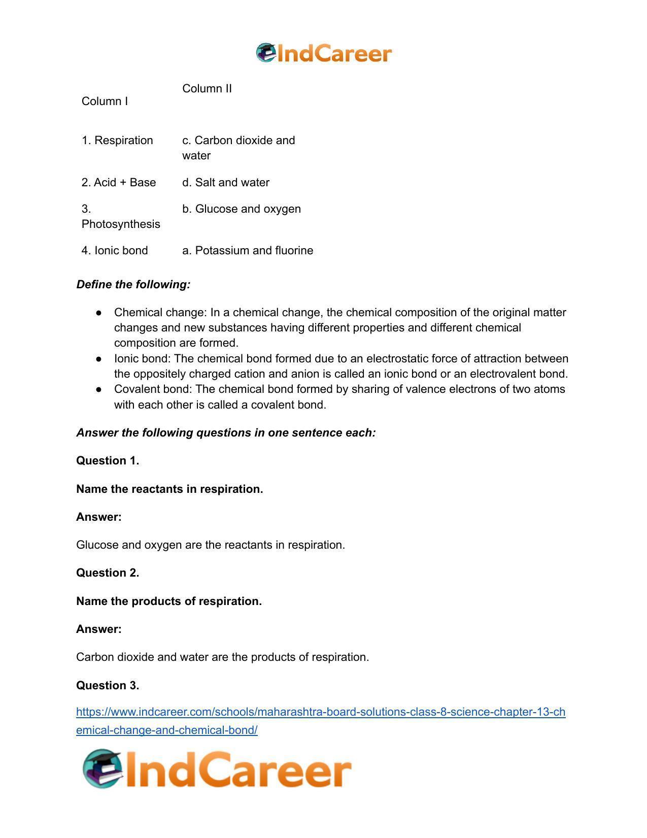 Maharashtra Board Solutions Class 8-Science: Chapter 13- Chemical Change and Chemical Bond - Page 19