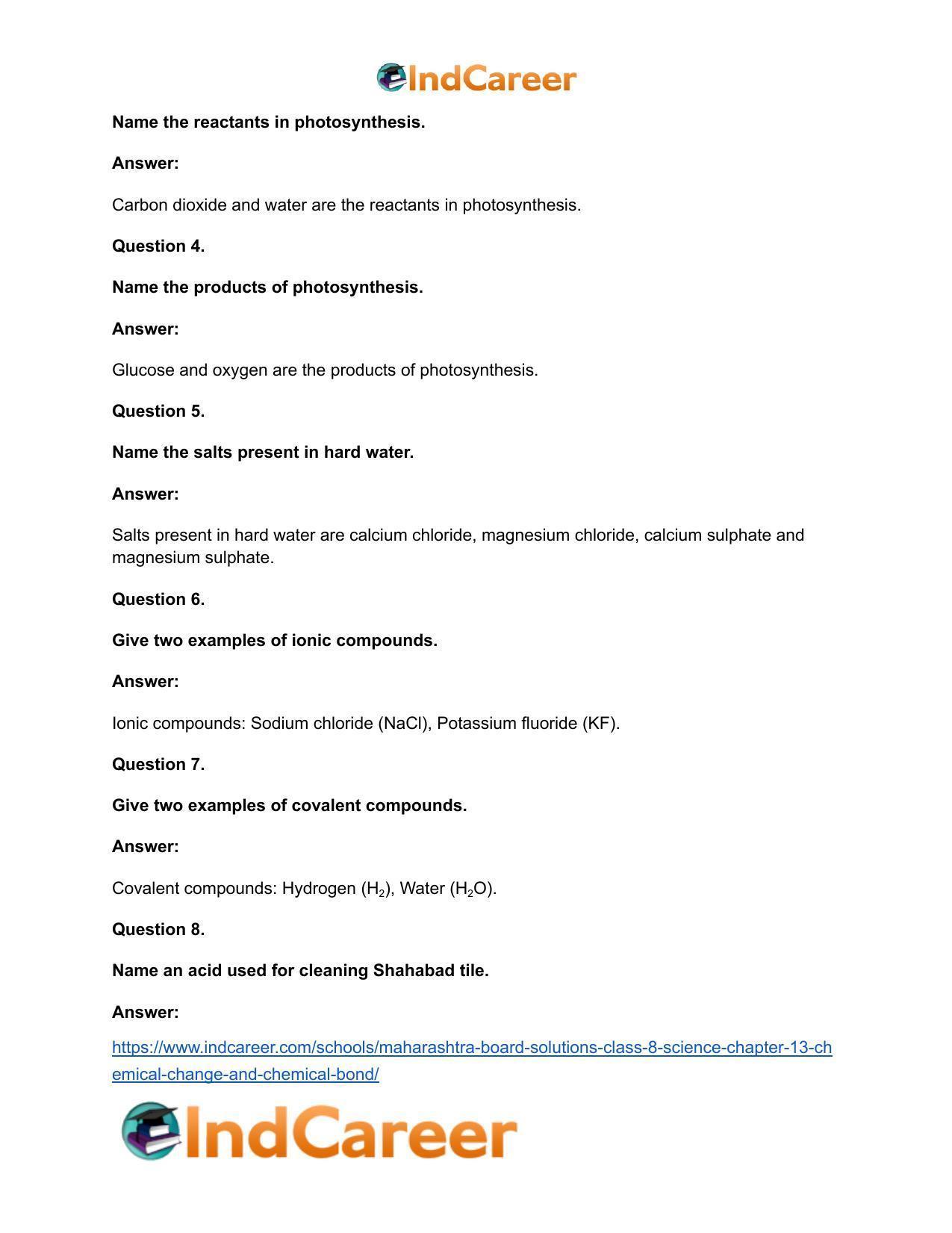 Maharashtra Board Solutions Class 8-Science: Chapter 13- Chemical Change and Chemical Bond - Page 20
