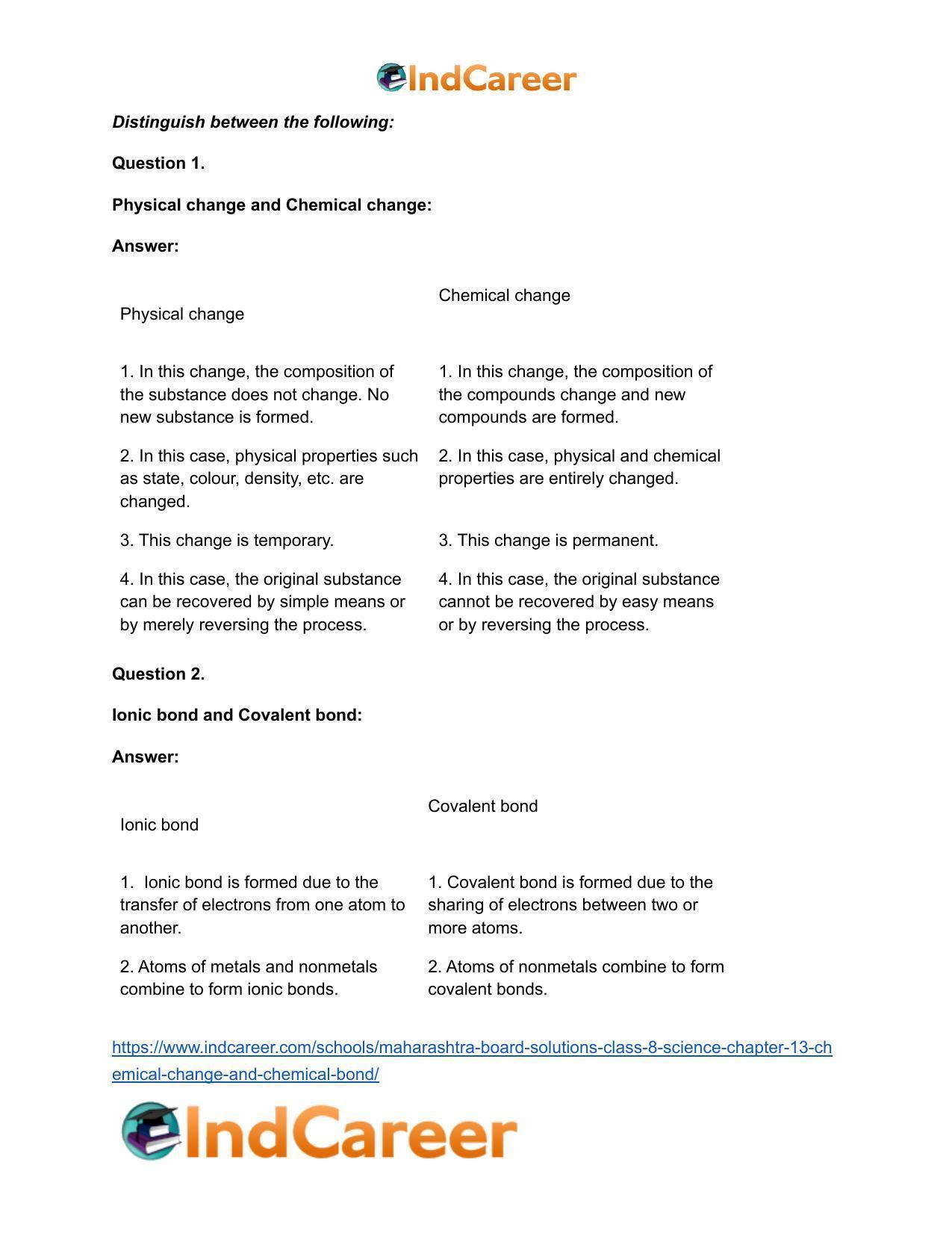 Maharashtra Board Solutions Class 8-Science: Chapter 13- Chemical Change and Chemical Bond - Page 26