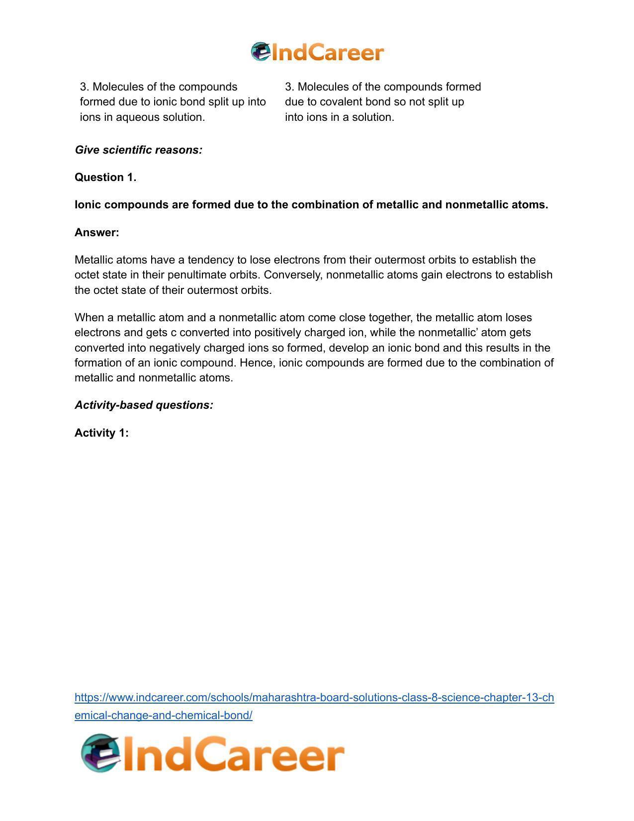 Maharashtra Board Solutions Class 8-Science: Chapter 13- Chemical Change and Chemical Bond - Page 27