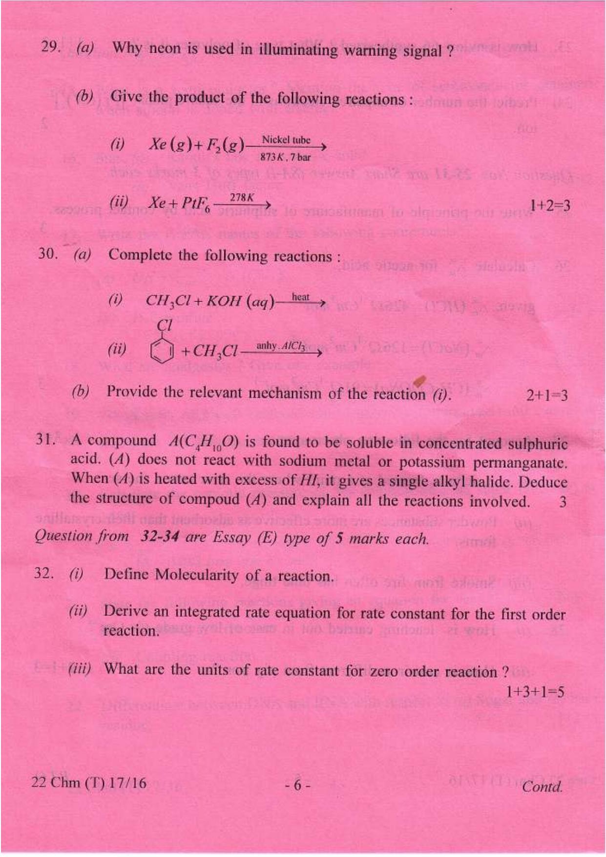 COHSEM Class 12 Chemistry 2016 Question Papers - Page 6