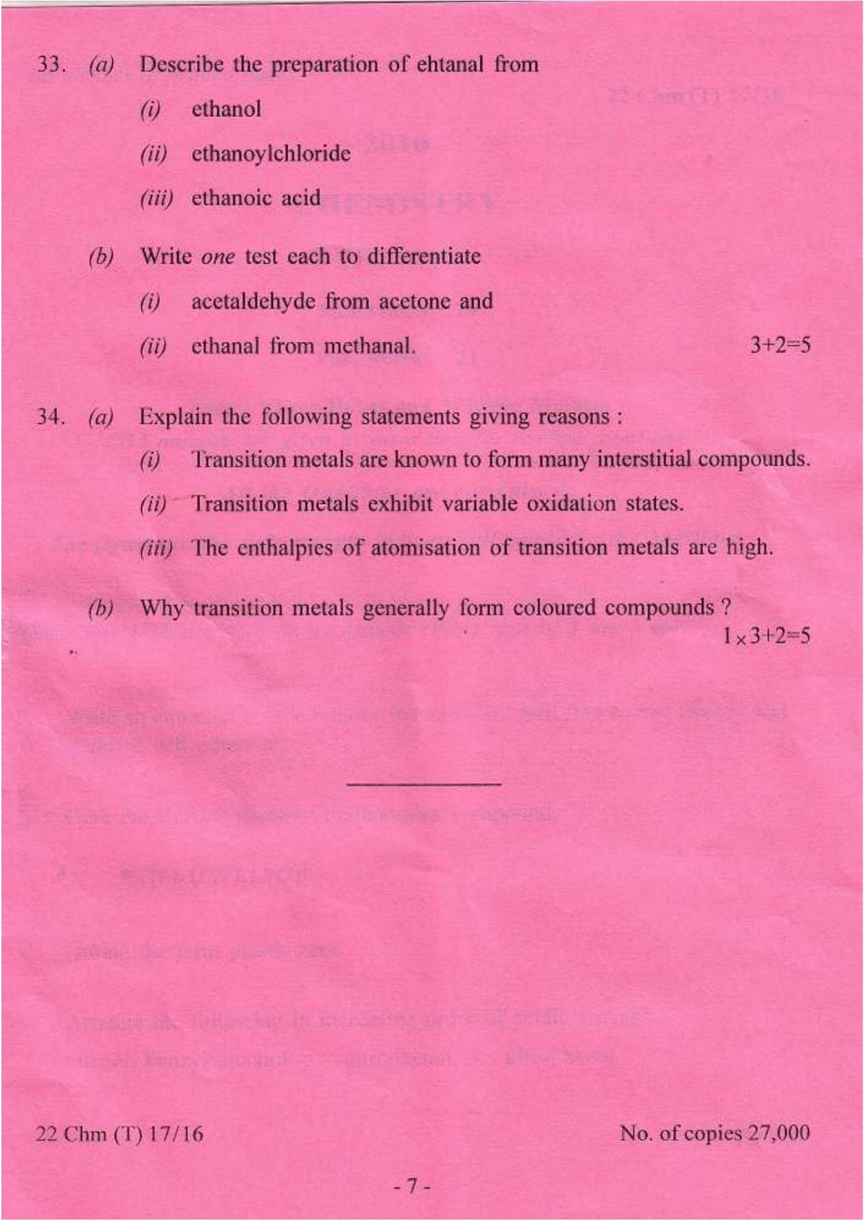 COHSEM Class 12 Chemistry 2016 Question Papers - Page 7
