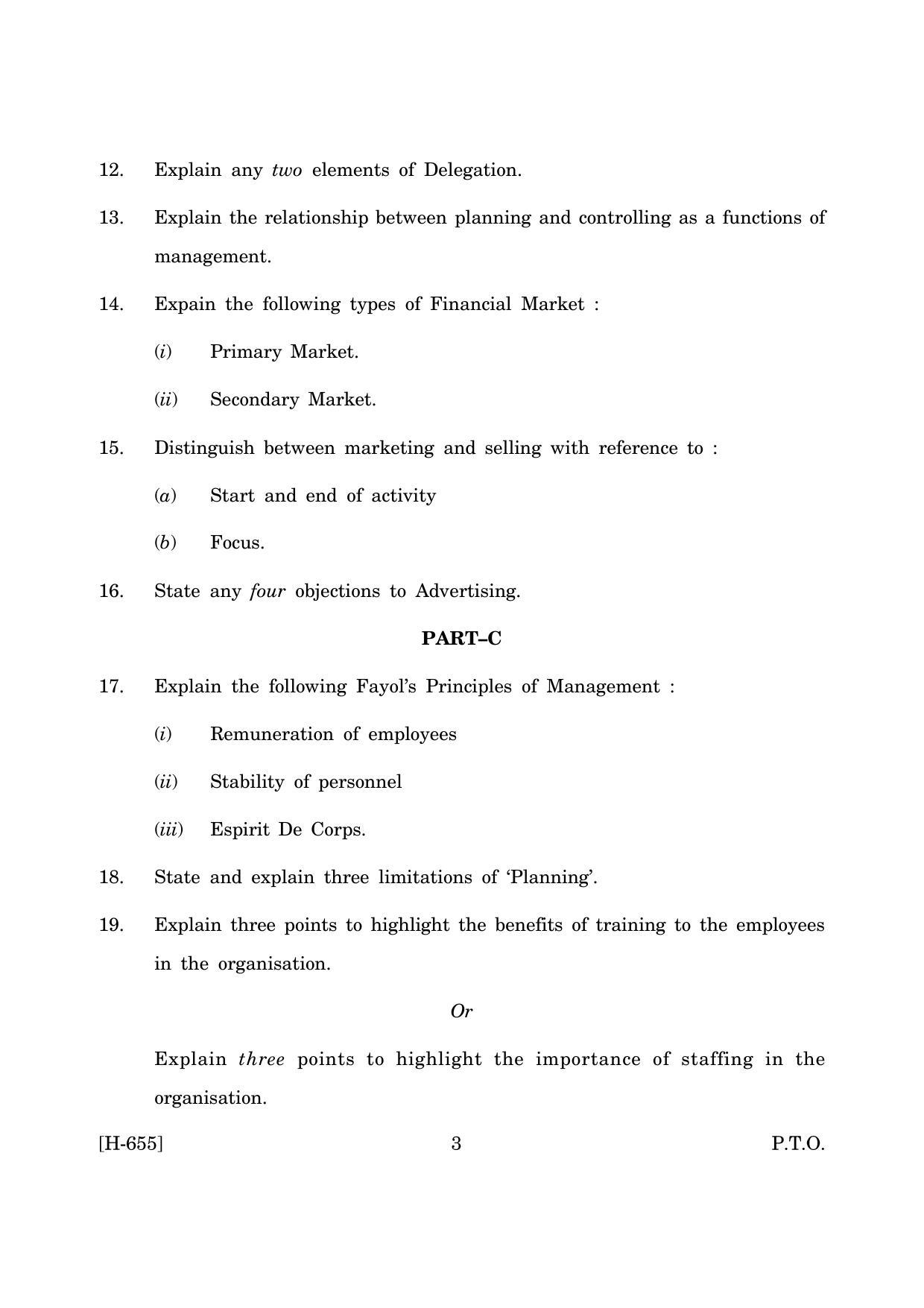 Goa Board Class 12 Business Studies   (June 2019) Question Paper - Page 3