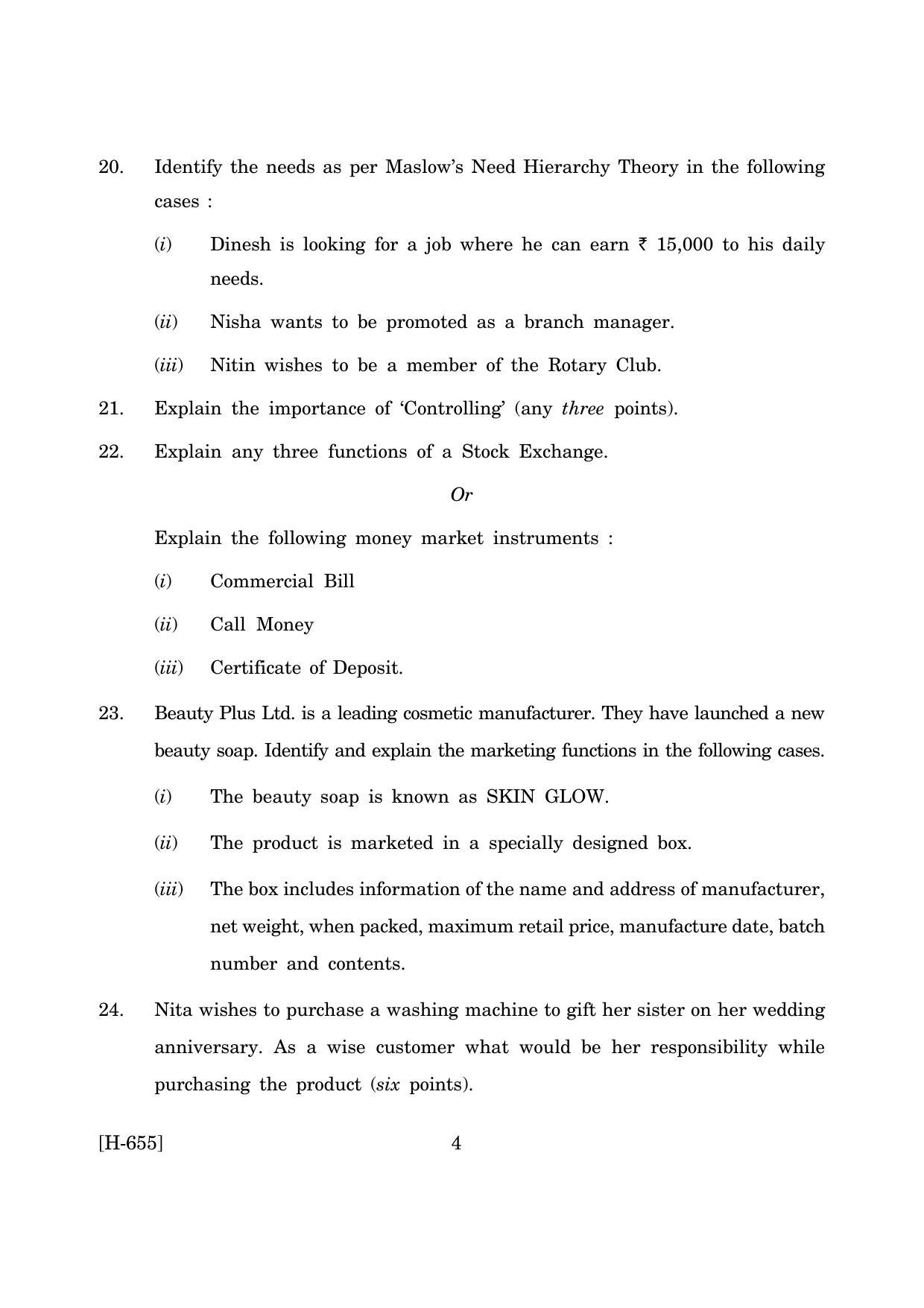 Goa Board Class 12 Business Studies   (June 2019) Question Paper - Page 4