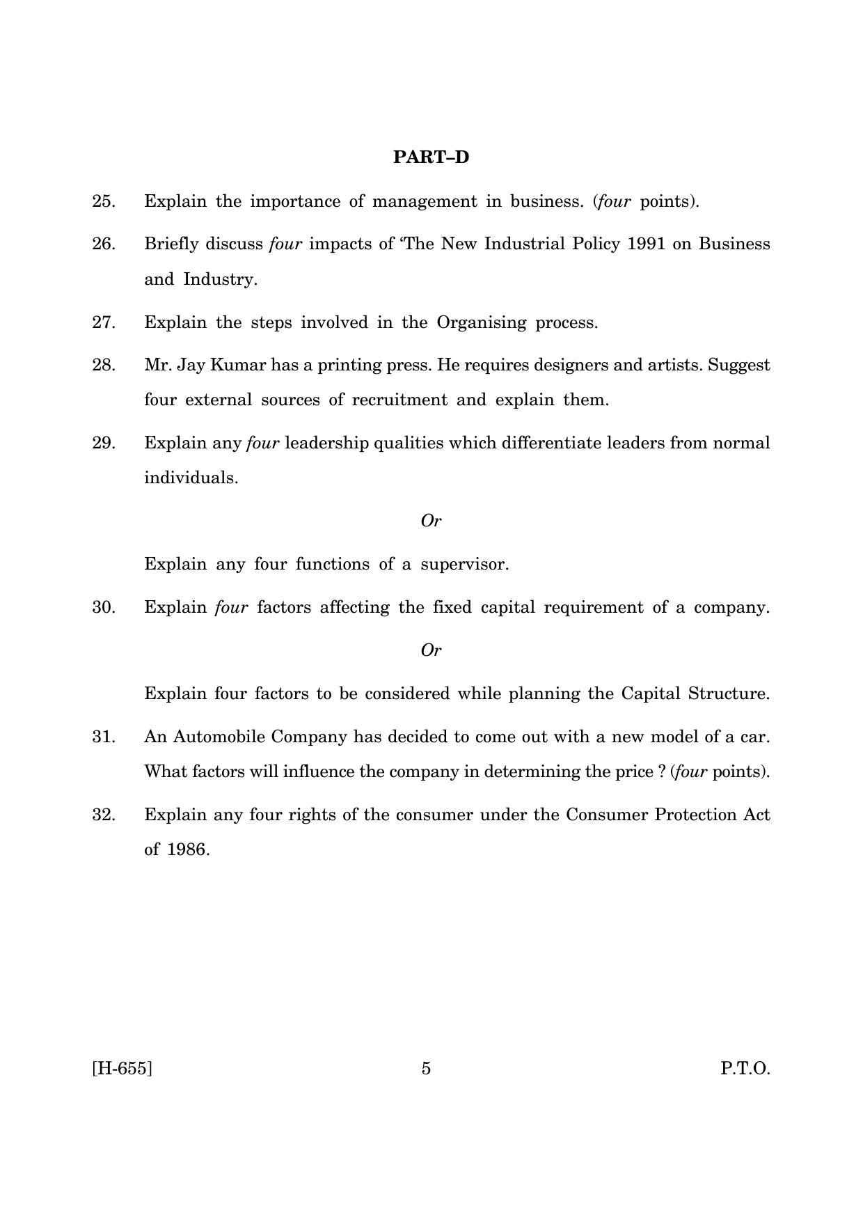 Goa Board Class 12 Business Studies   (June 2019) Question Paper - Page 5