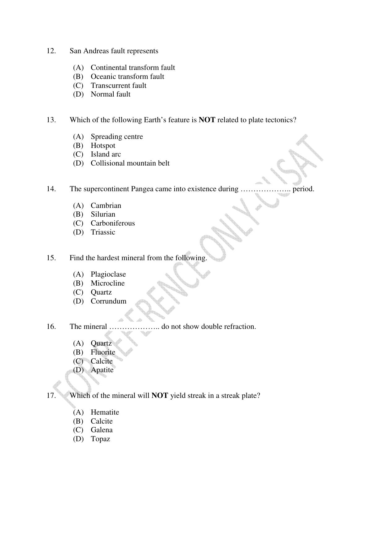 CUSAT CAT 2022 GEOLOGY Question Paper - Page 3