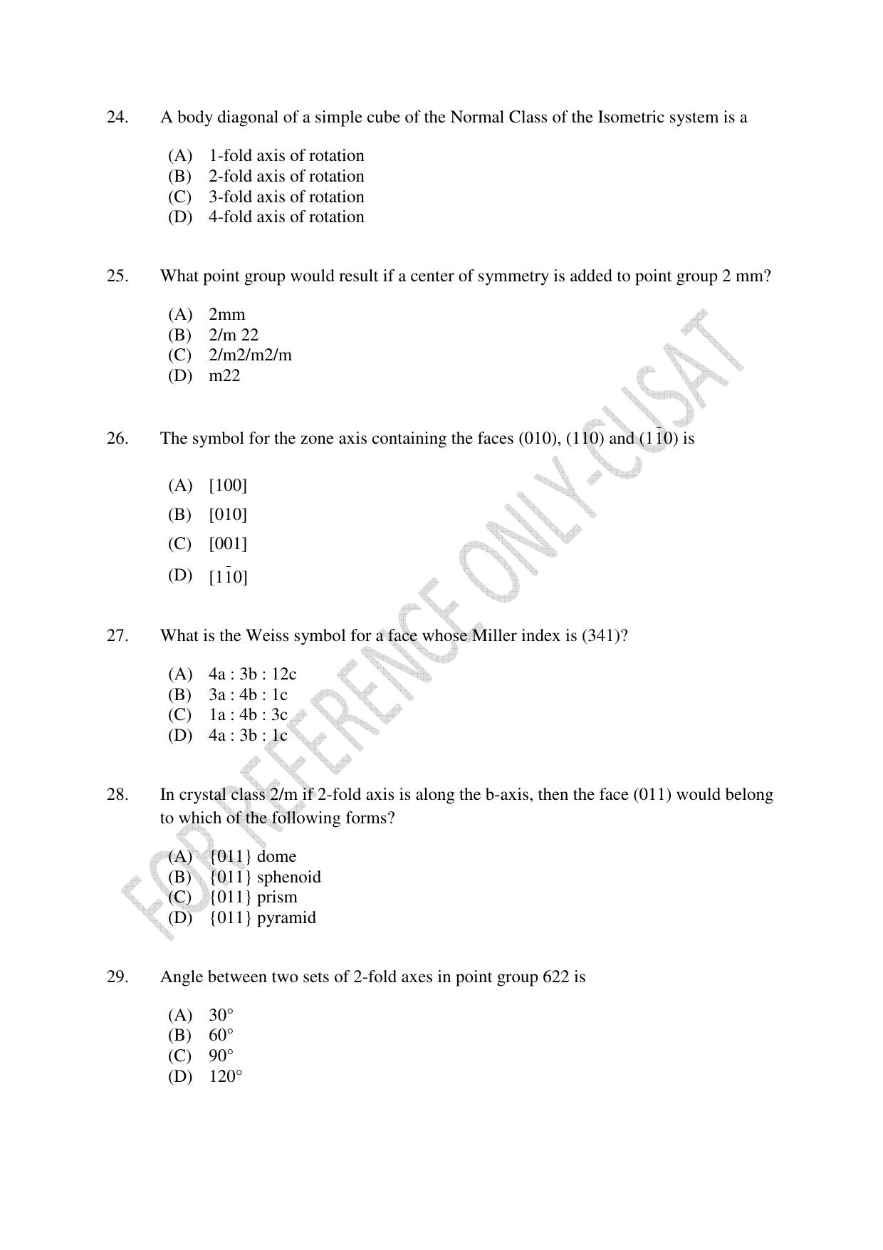 CUSAT CAT 2022 GEOLOGY Question Paper - Page 5