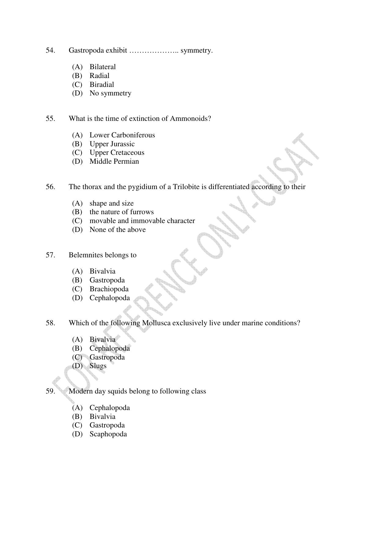CUSAT CAT 2022 GEOLOGY Question Paper - Page 10