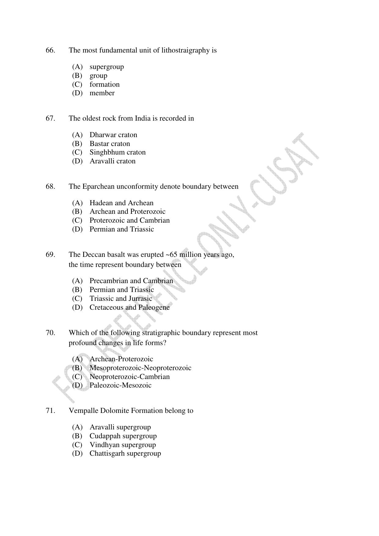 CUSAT CAT 2022 GEOLOGY Question Paper - Page 12