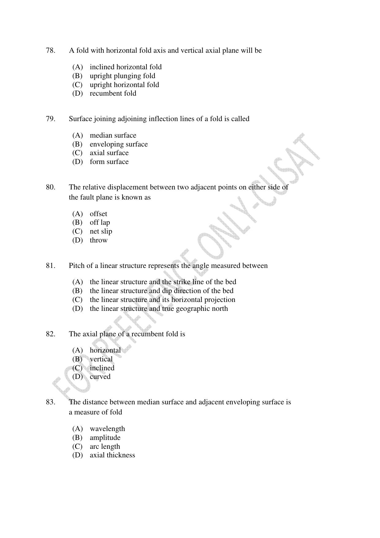 CUSAT CAT 2022 GEOLOGY Question Paper - Page 14