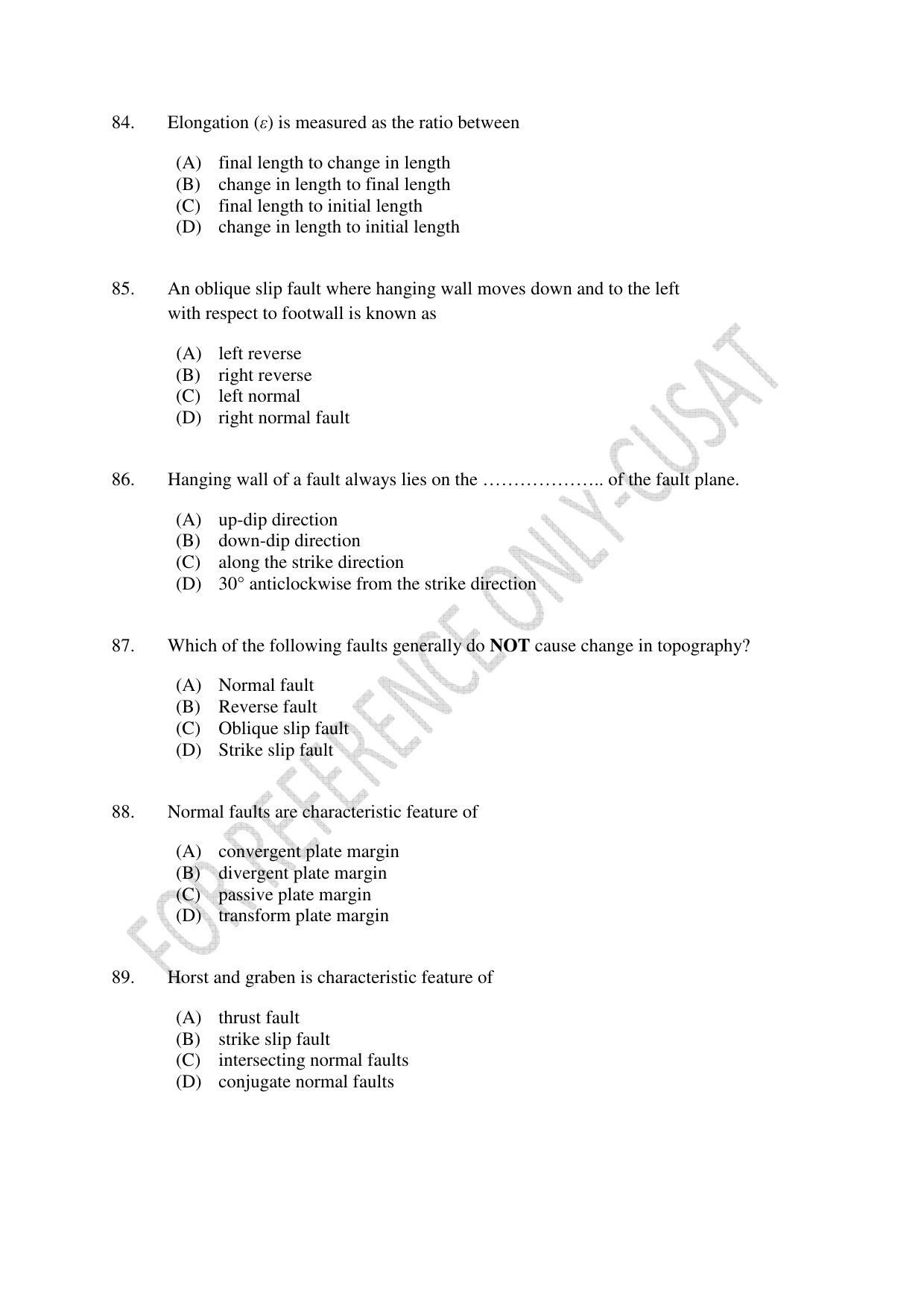 CUSAT CAT 2022 GEOLOGY Question Paper - Page 15
