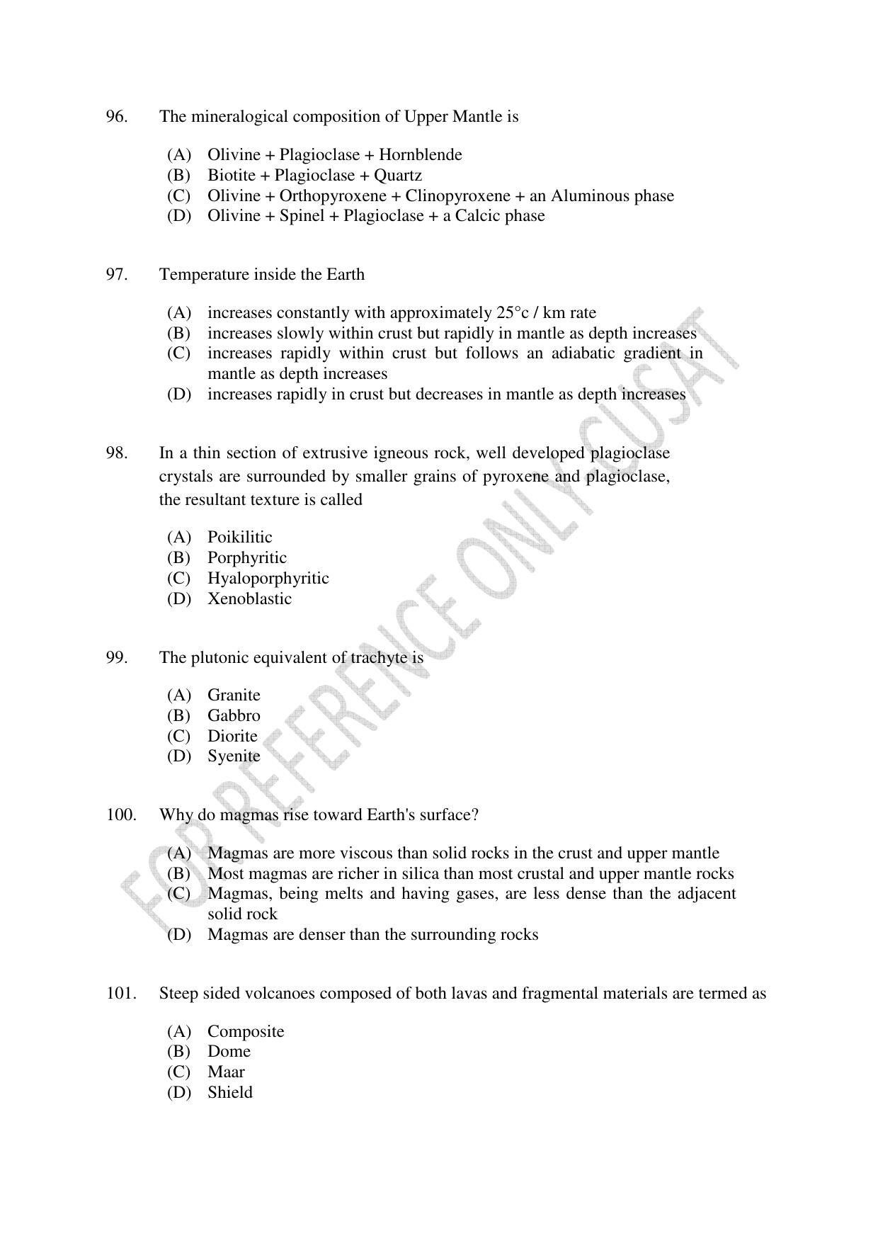 CUSAT CAT 2022 GEOLOGY Question Paper - Page 17