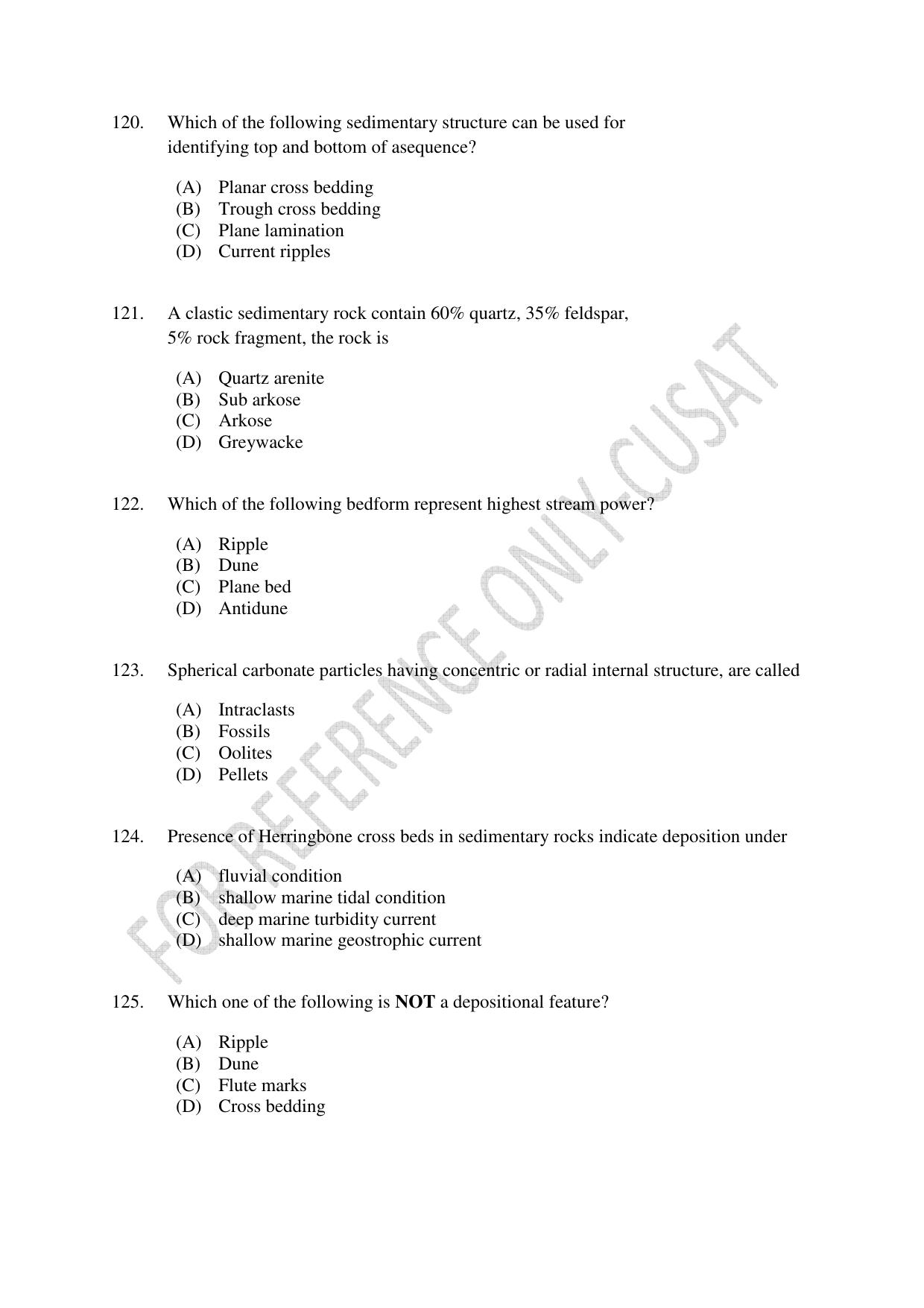 CUSAT CAT 2022 GEOLOGY Question Paper - Page 21