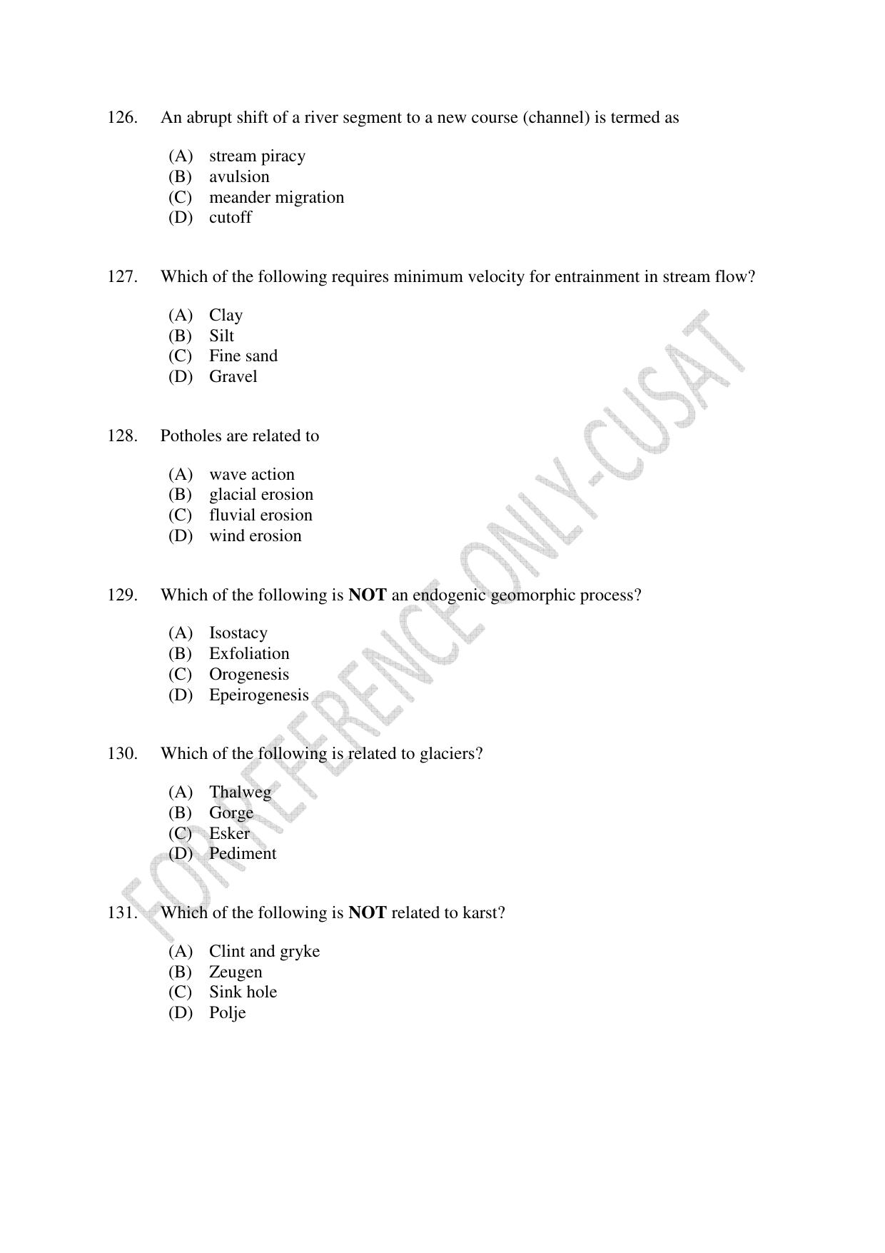 CUSAT CAT 2022 GEOLOGY Question Paper - Page 22