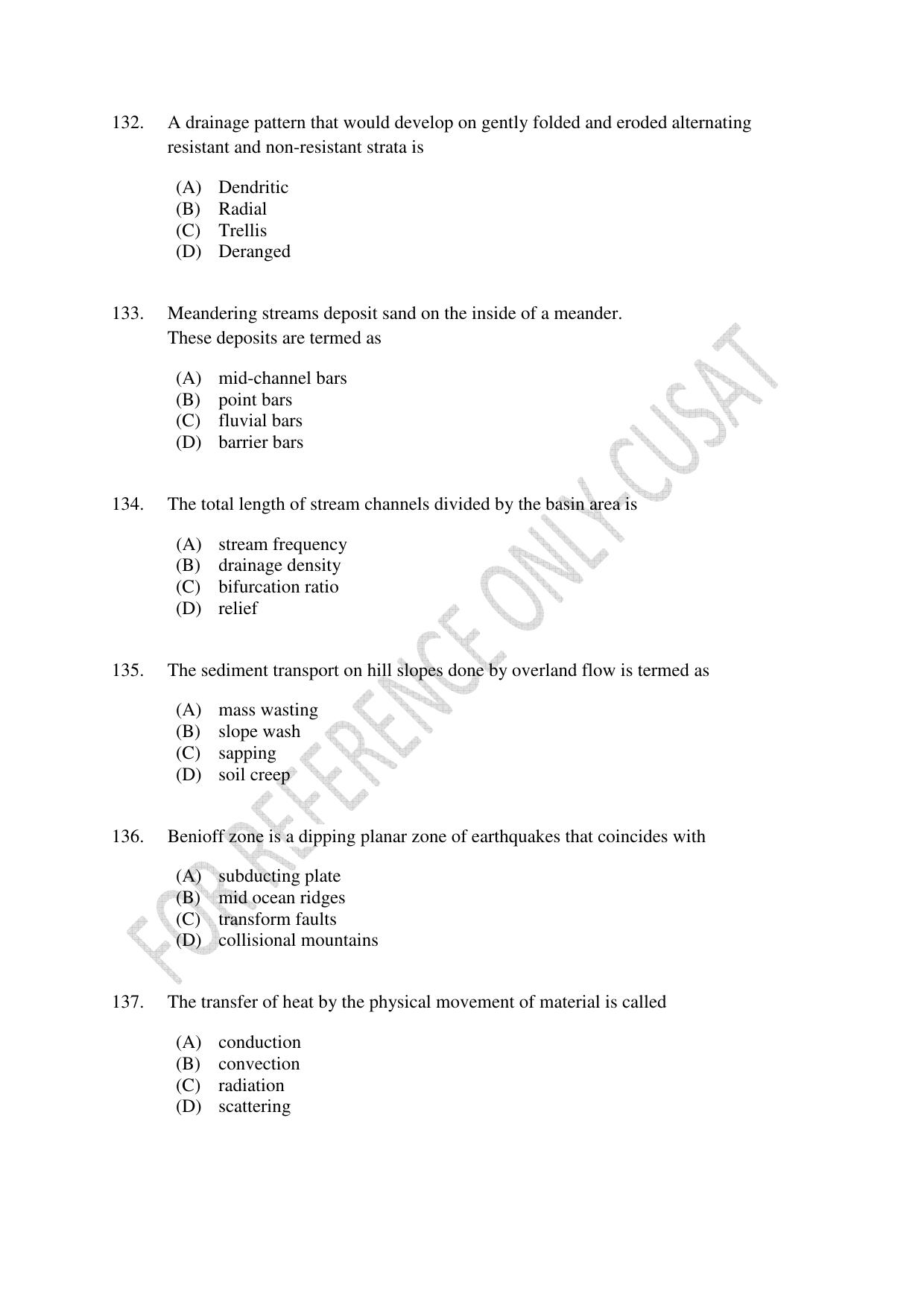 CUSAT CAT 2022 GEOLOGY Question Paper - Page 23