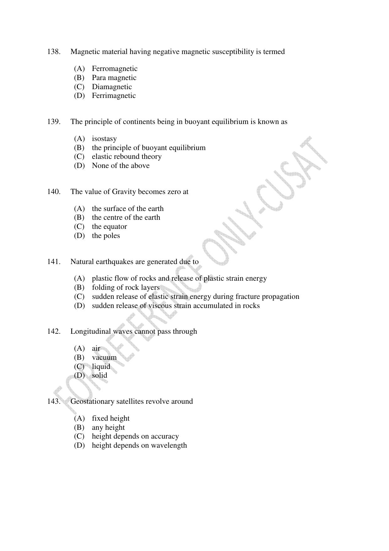 CUSAT CAT 2022 GEOLOGY Question Paper - Page 24