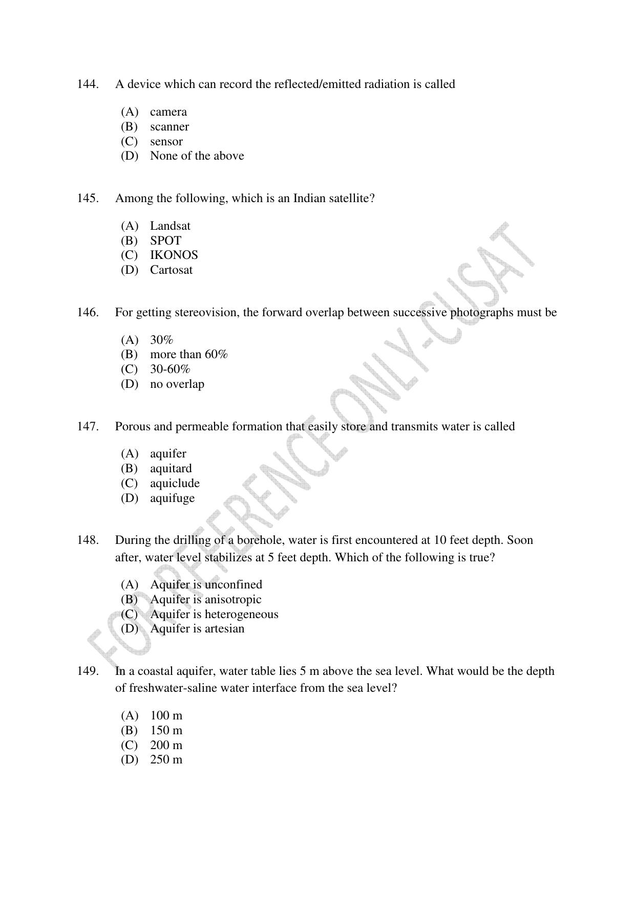 CUSAT CAT 2022 GEOLOGY Question Paper - Page 25