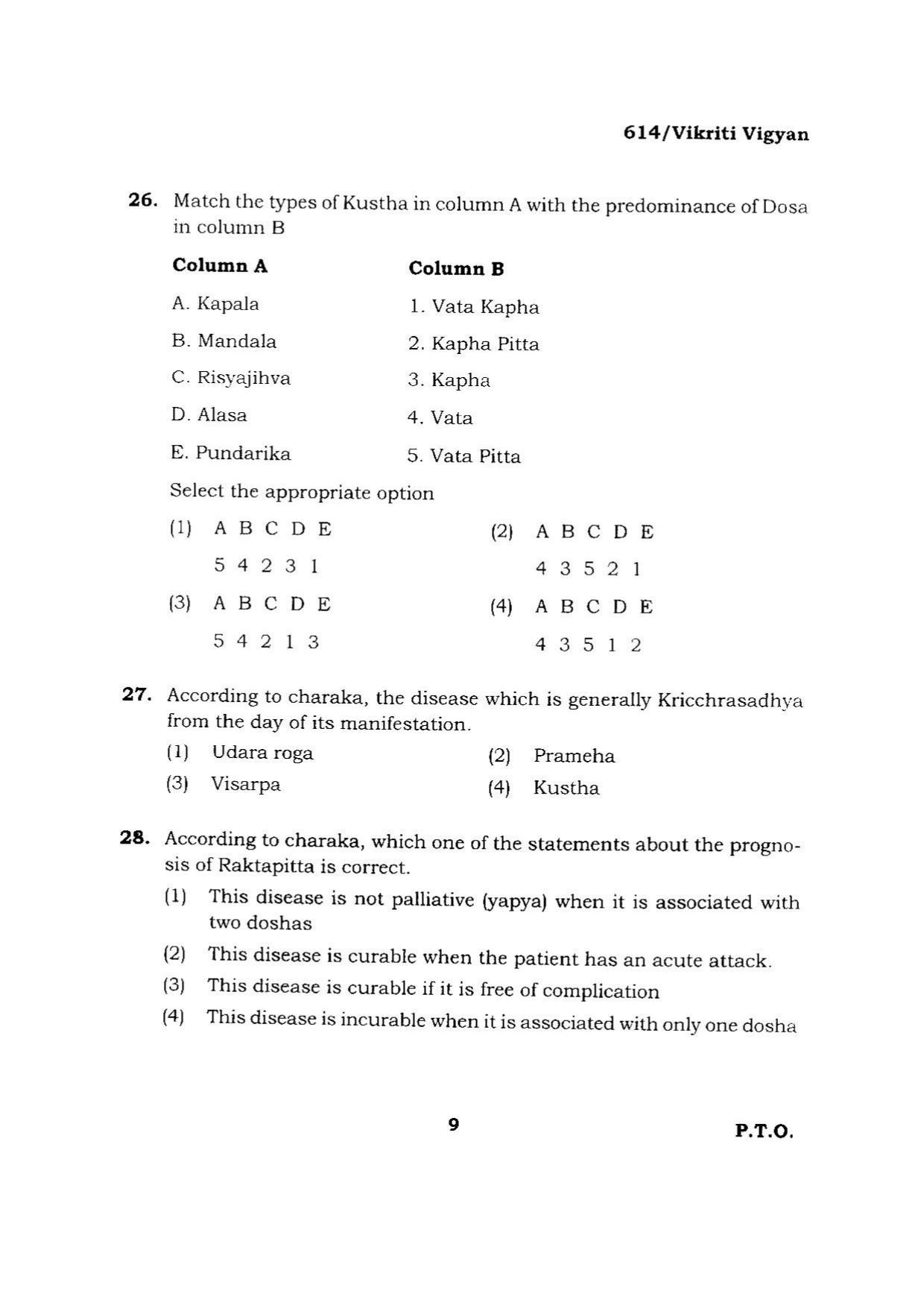BHU RET VIKRITI VIGYAN 2015 Question Paper - Page 9