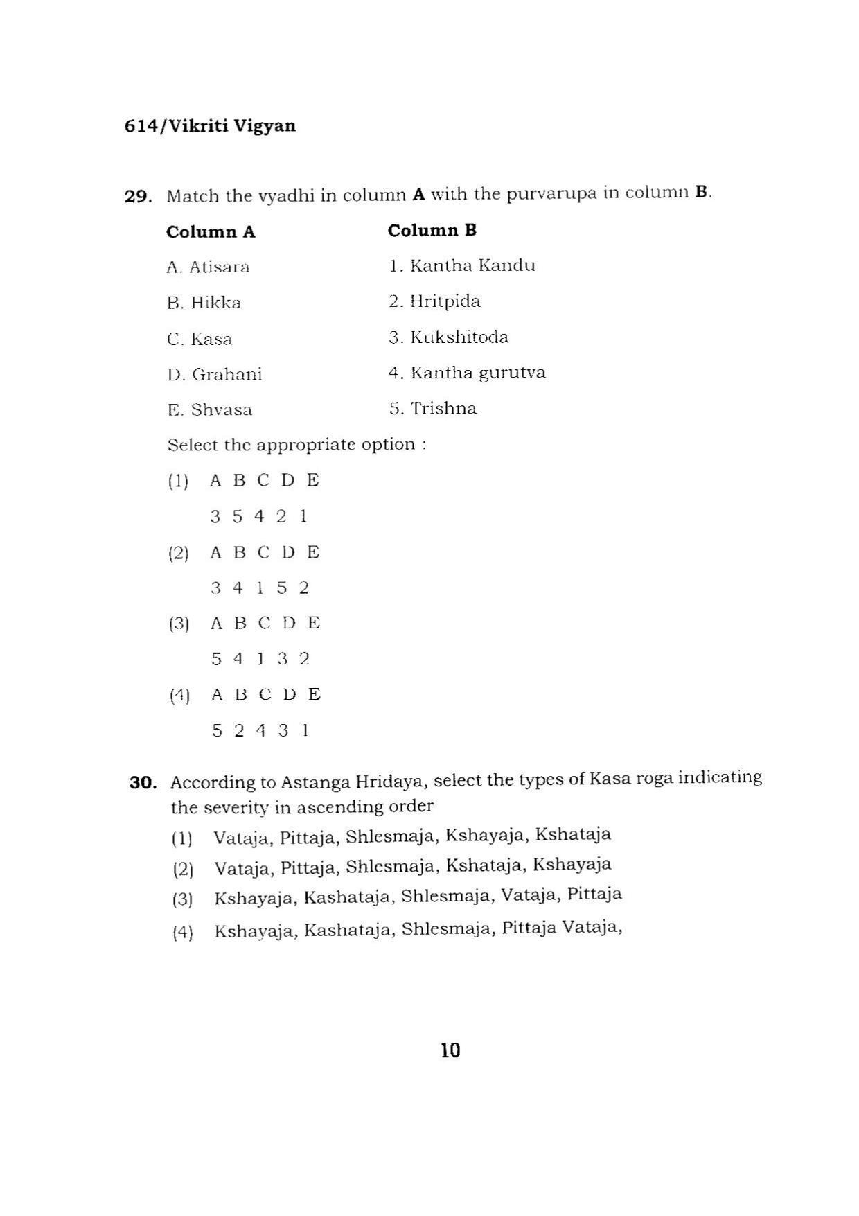BHU RET VIKRITI VIGYAN 2015 Question Paper - Page 10