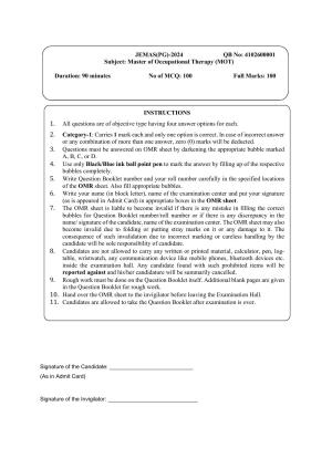WB JEMAS (PG) MOT 2024 Question Paper