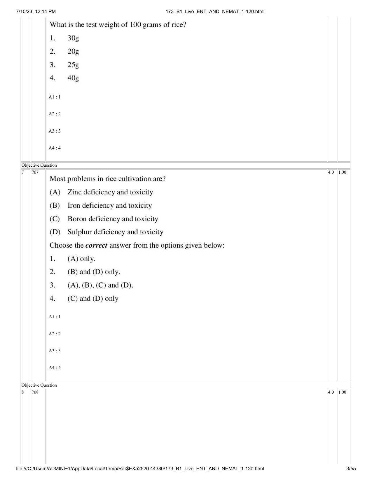 ICAR AIEEA PG 2023 ENTOMOLOGY AND NEMATOLOGY Question Paper - Page 3