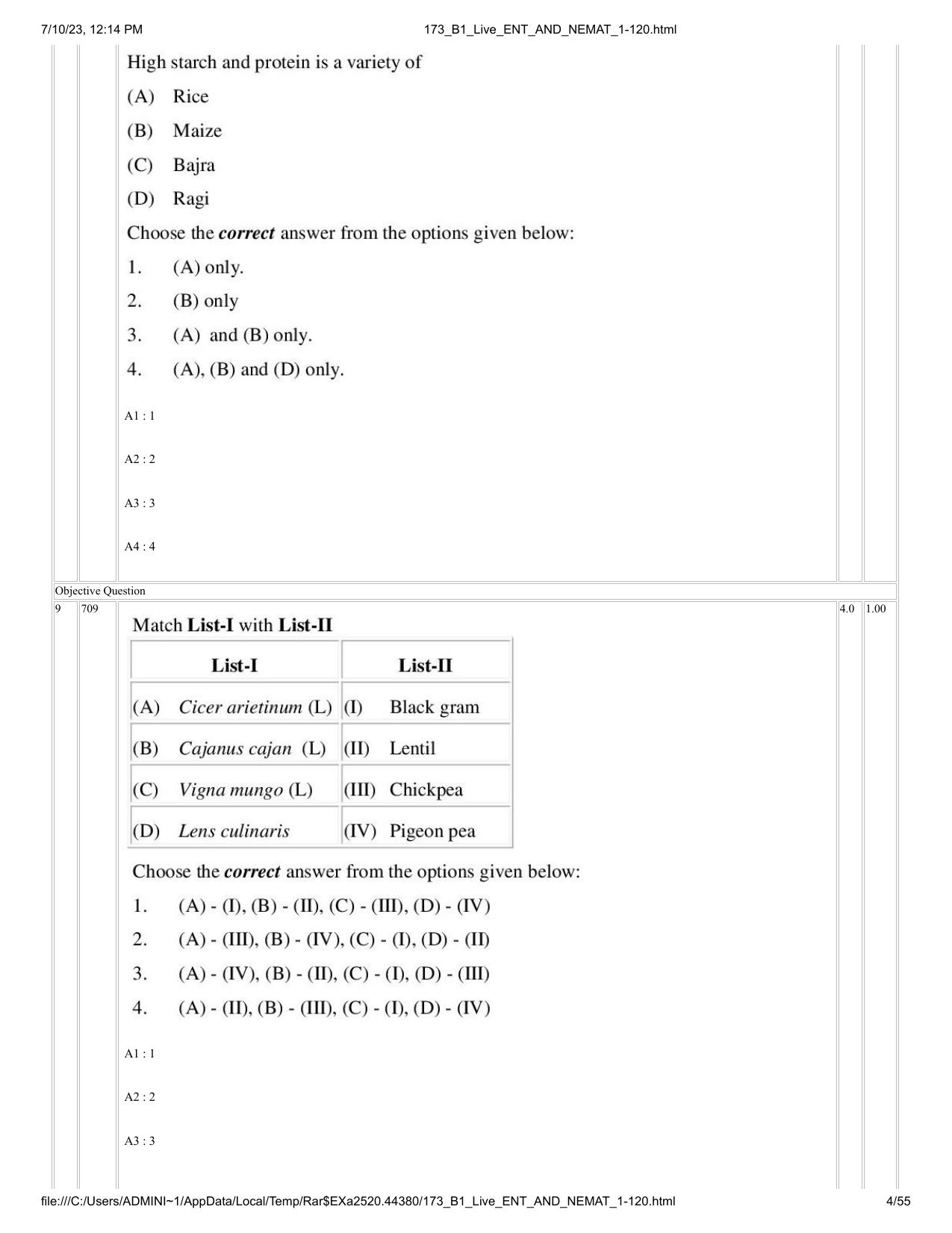 ICAR AIEEA PG 2023 ENTOMOLOGY AND NEMATOLOGY Question Paper - Page 4