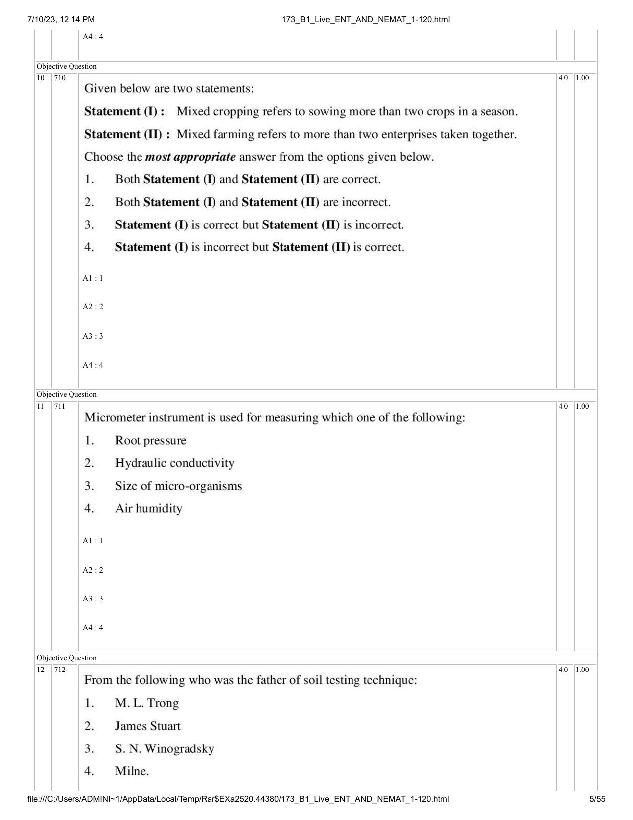 ICAR AIEEA PG 2023 ENTOMOLOGY AND NEMATOLOGY Question Paper - Page 5