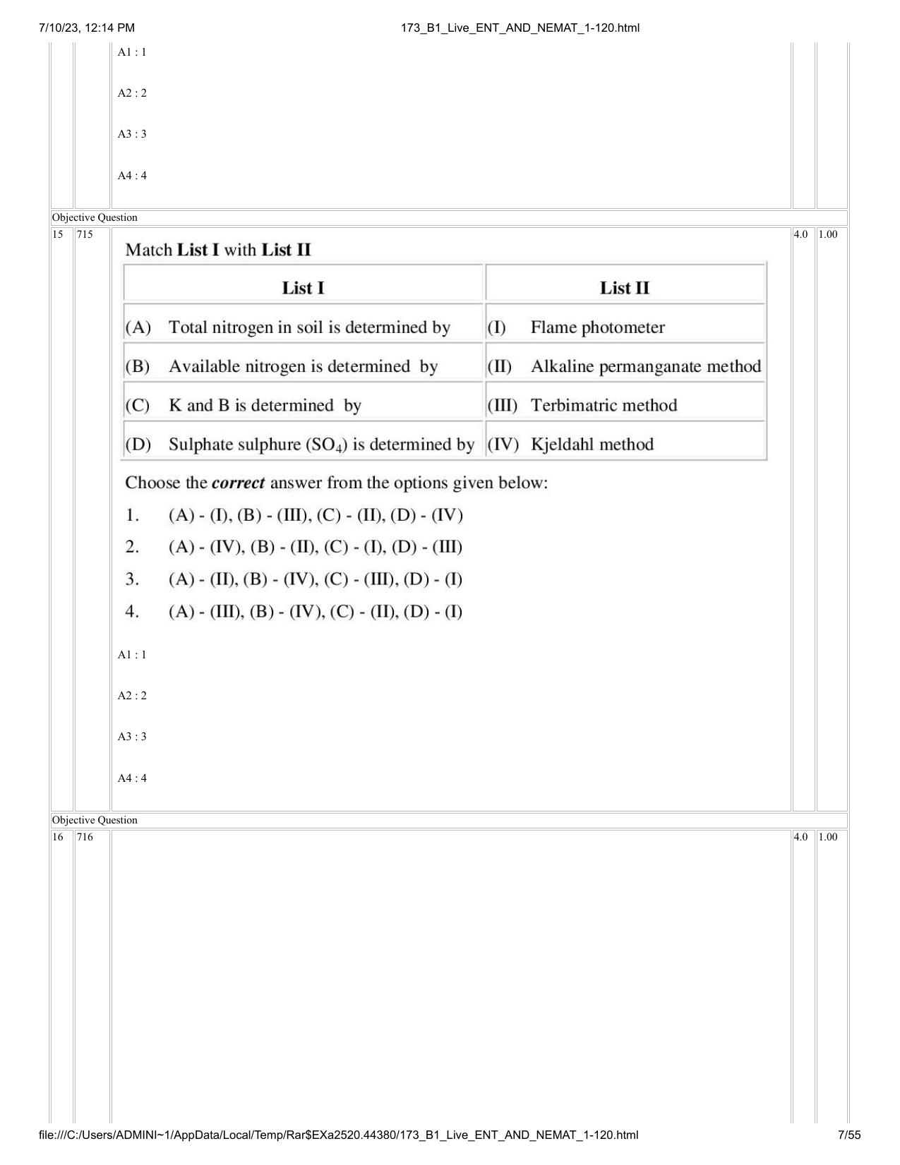 ICAR AIEEA PG 2023 ENTOMOLOGY AND NEMATOLOGY Question Paper - Page 7