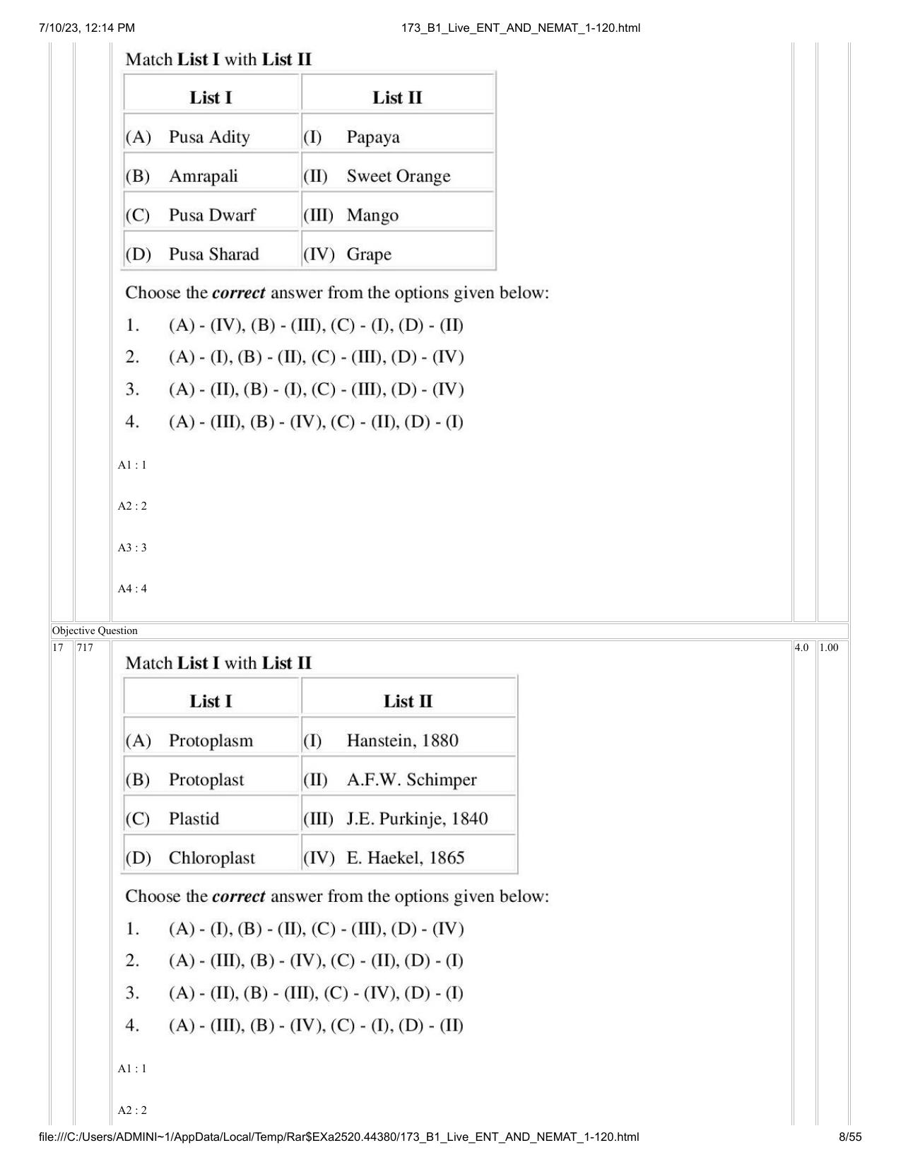 ICAR AIEEA PG 2023 ENTOMOLOGY AND NEMATOLOGY Question Paper - Page 8