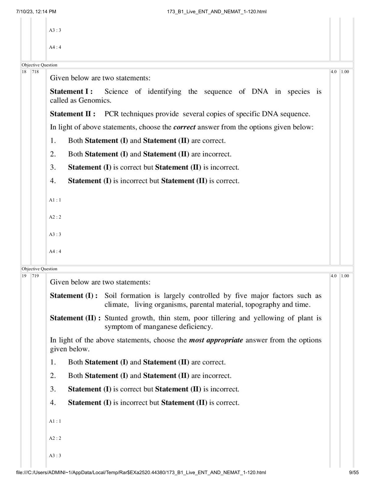 ICAR AIEEA PG 2023 ENTOMOLOGY AND NEMATOLOGY Question Paper - Page 9