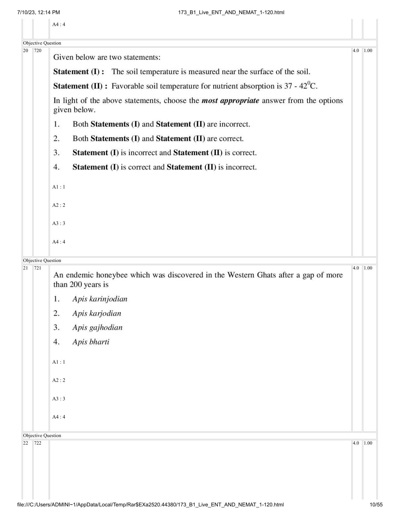 ICAR AIEEA PG 2023 ENTOMOLOGY AND NEMATOLOGY Question Paper - Page 10