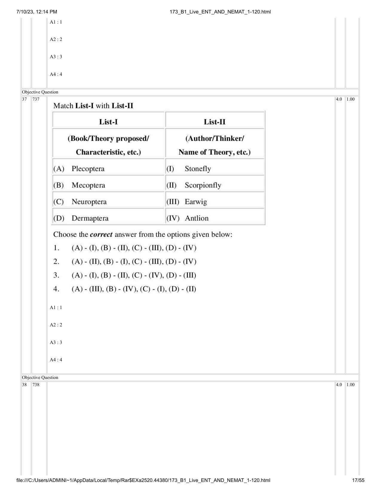 ICAR AIEEA PG 2023 ENTOMOLOGY AND NEMATOLOGY Question Paper - Page 17