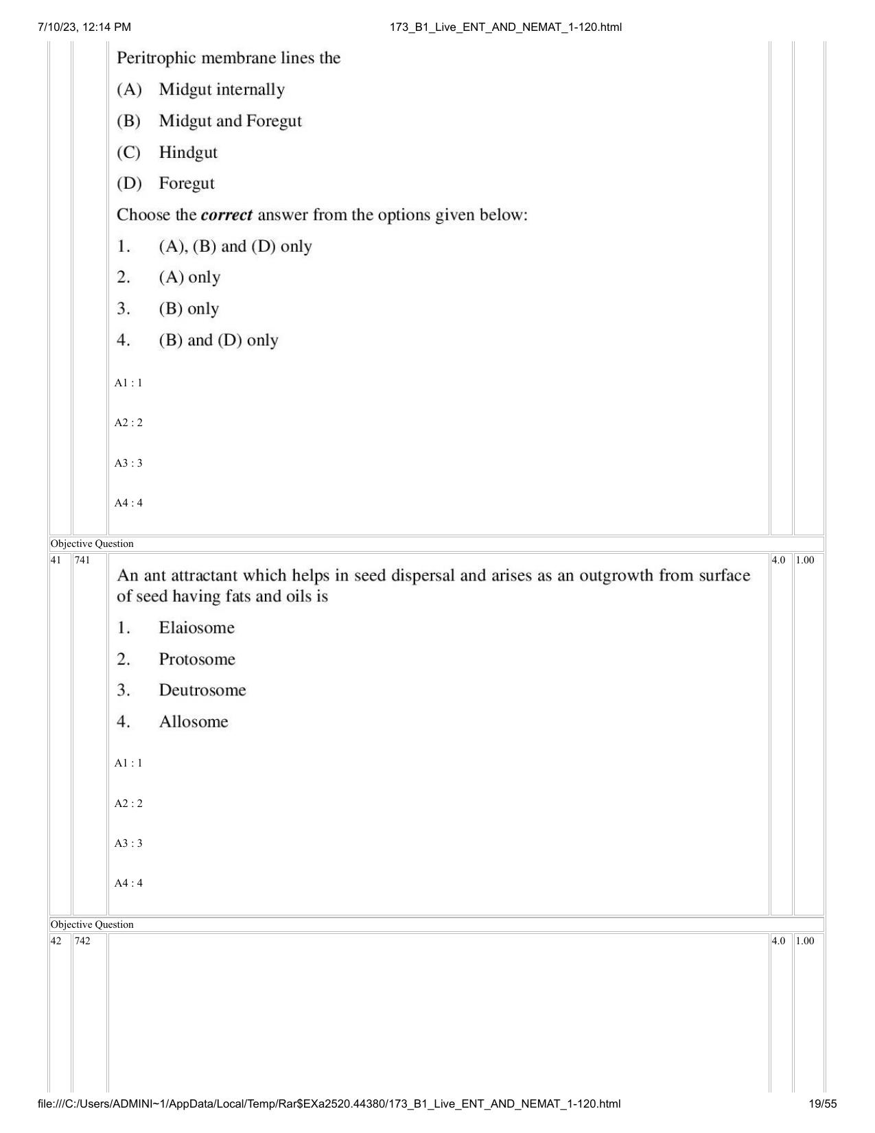 ICAR AIEEA PG 2023 ENTOMOLOGY AND NEMATOLOGY Question Paper - Page 19