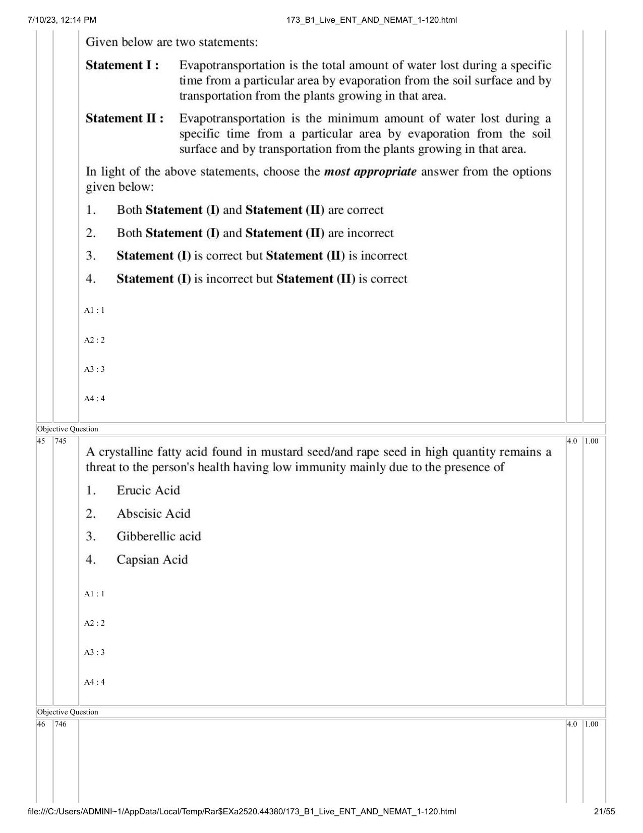 ICAR AIEEA PG 2023 ENTOMOLOGY AND NEMATOLOGY Question Paper - Page 21