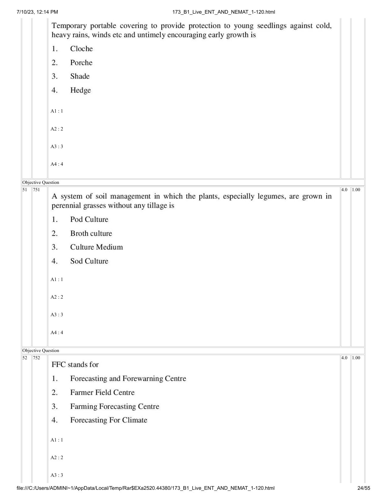 ICAR AIEEA PG 2023 ENTOMOLOGY AND NEMATOLOGY Question Paper - Page 24