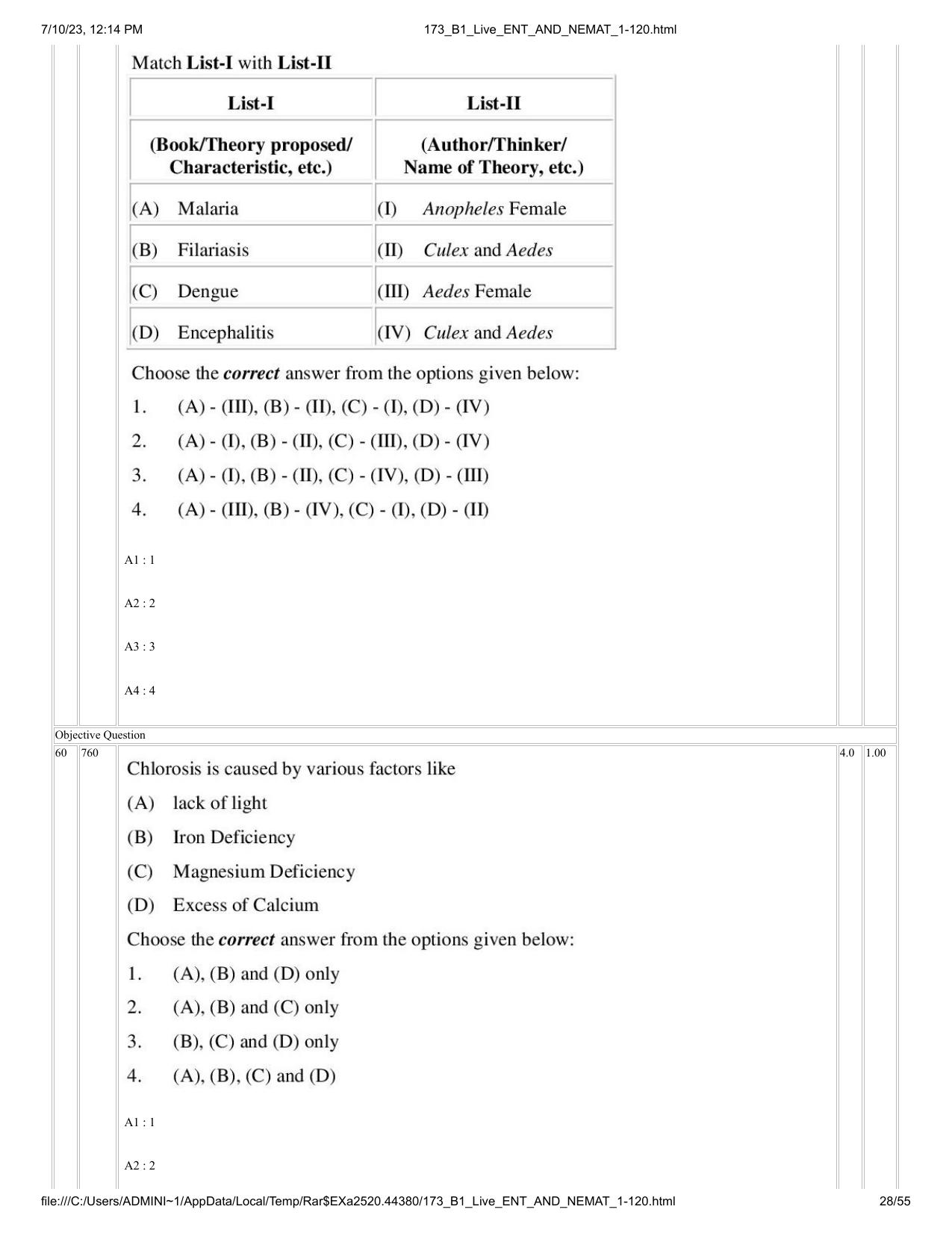 ICAR AIEEA PG 2023 ENTOMOLOGY AND NEMATOLOGY Question Paper - Page 28