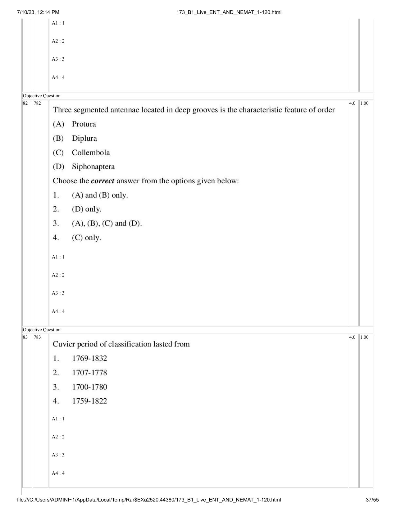 ICAR AIEEA PG 2023 ENTOMOLOGY AND NEMATOLOGY Question Paper - Page 37