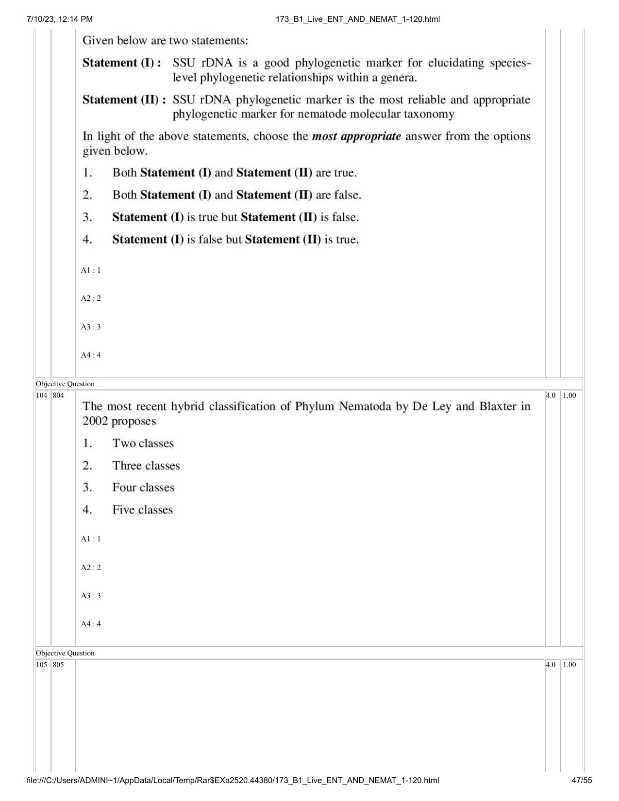 ICAR AIEEA PG 2023 ENTOMOLOGY AND NEMATOLOGY Question Paper - Page 47