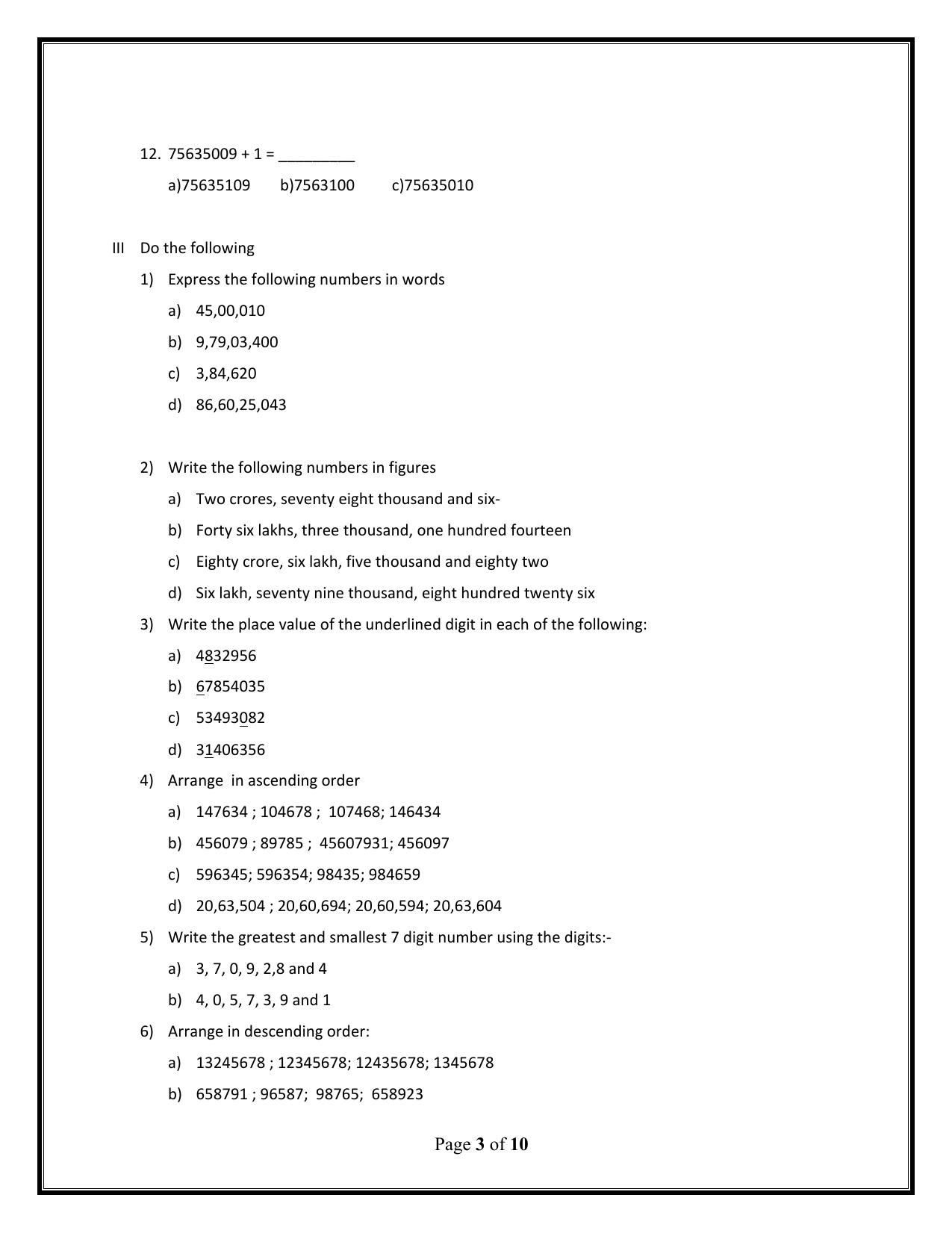 Worksheet for Class 4 Maths Assignment 98 - Page 3